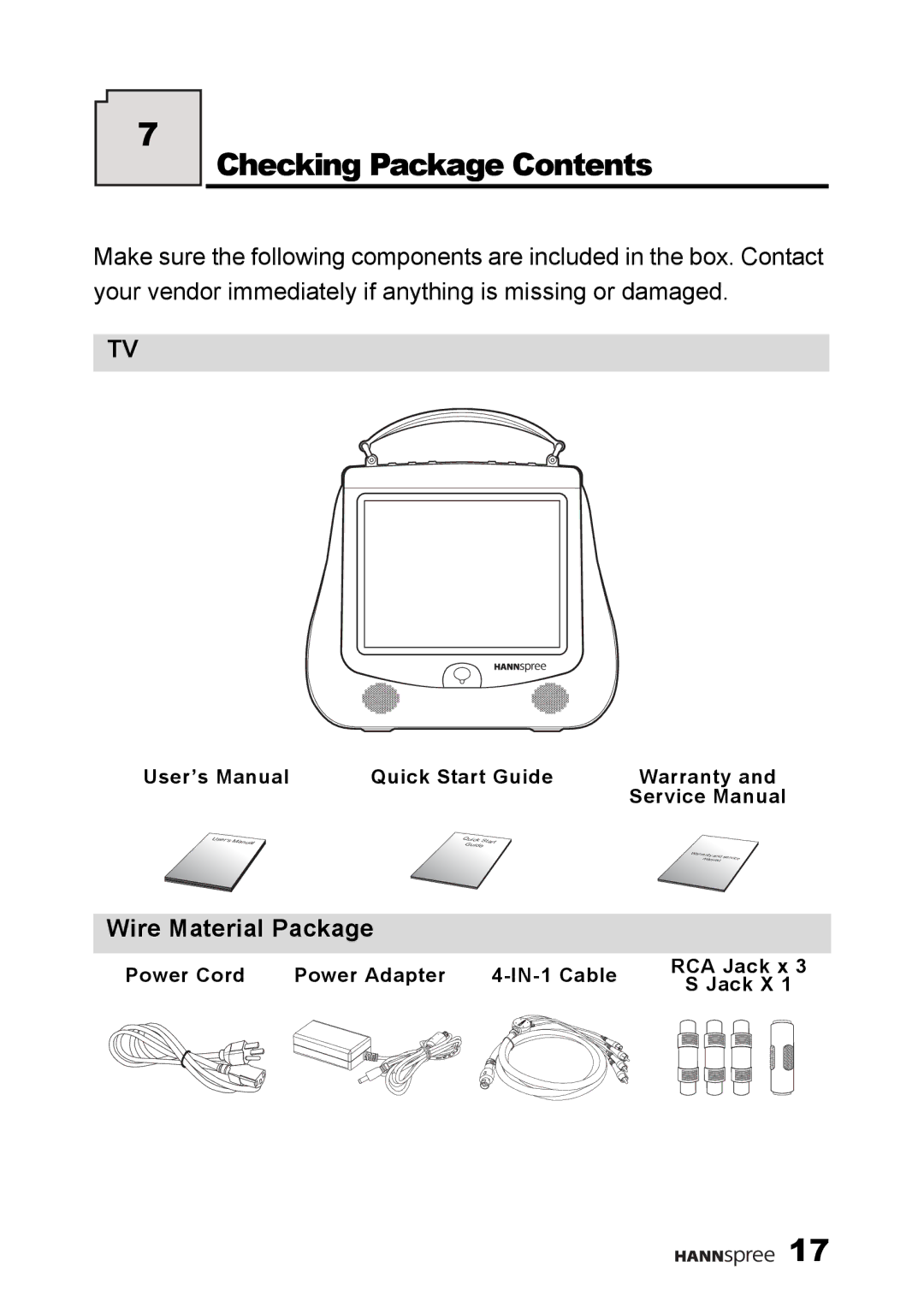 HANNspree F660-10A1 manual Checking Package Contents 