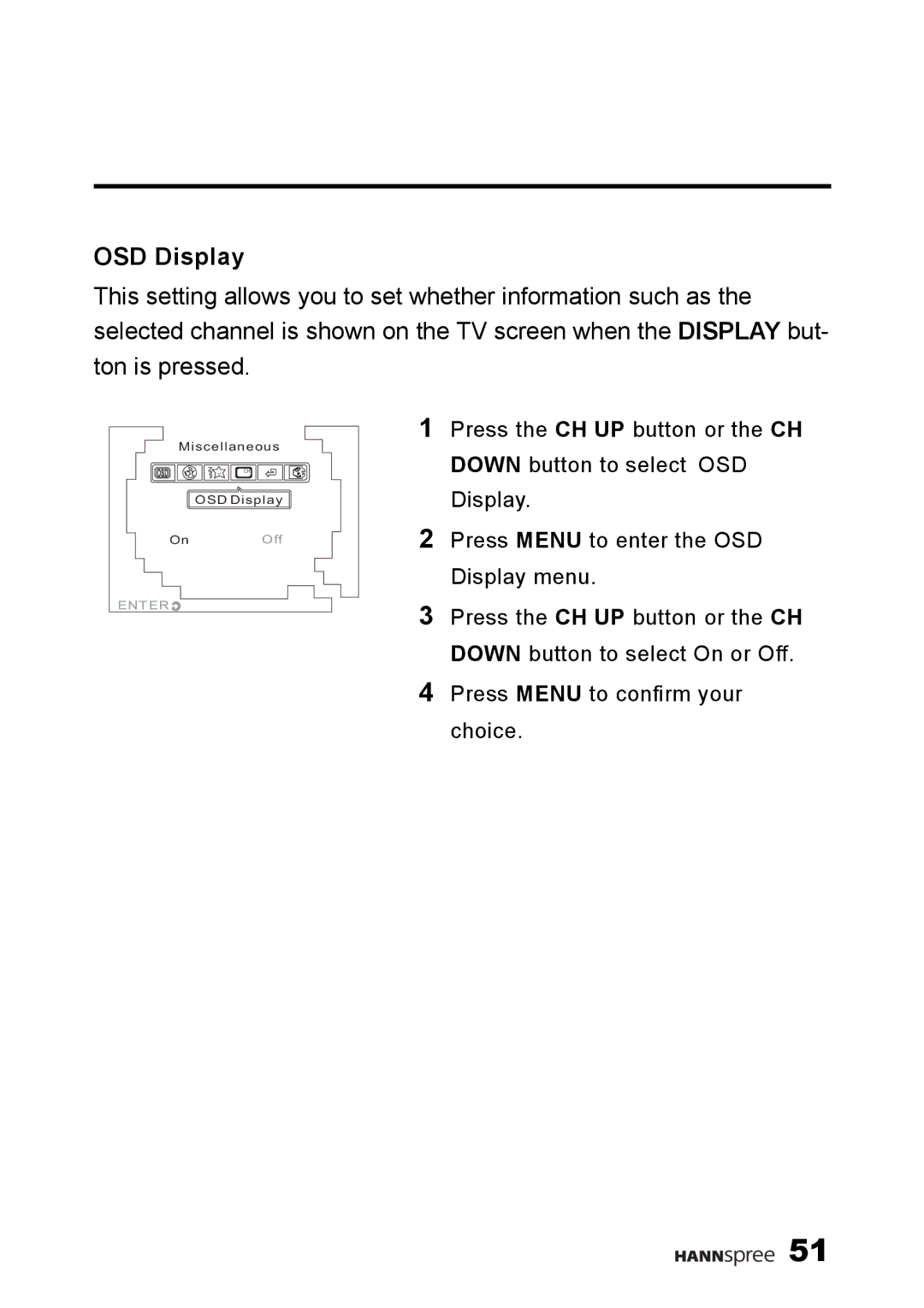 HANNspree F660-10A1 manual OSD Display 