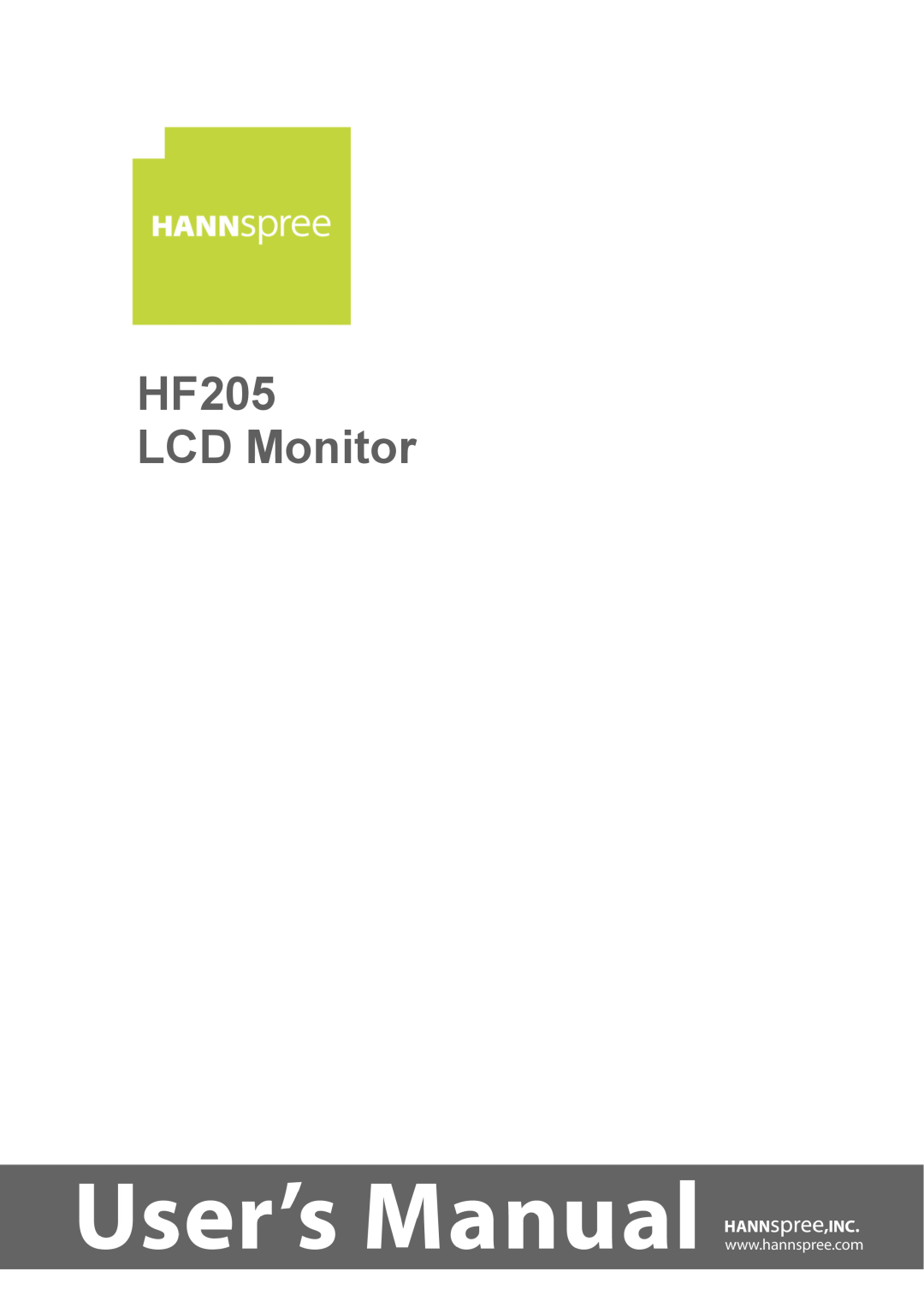 HANNspree manual HF205 LCD Monitor 
