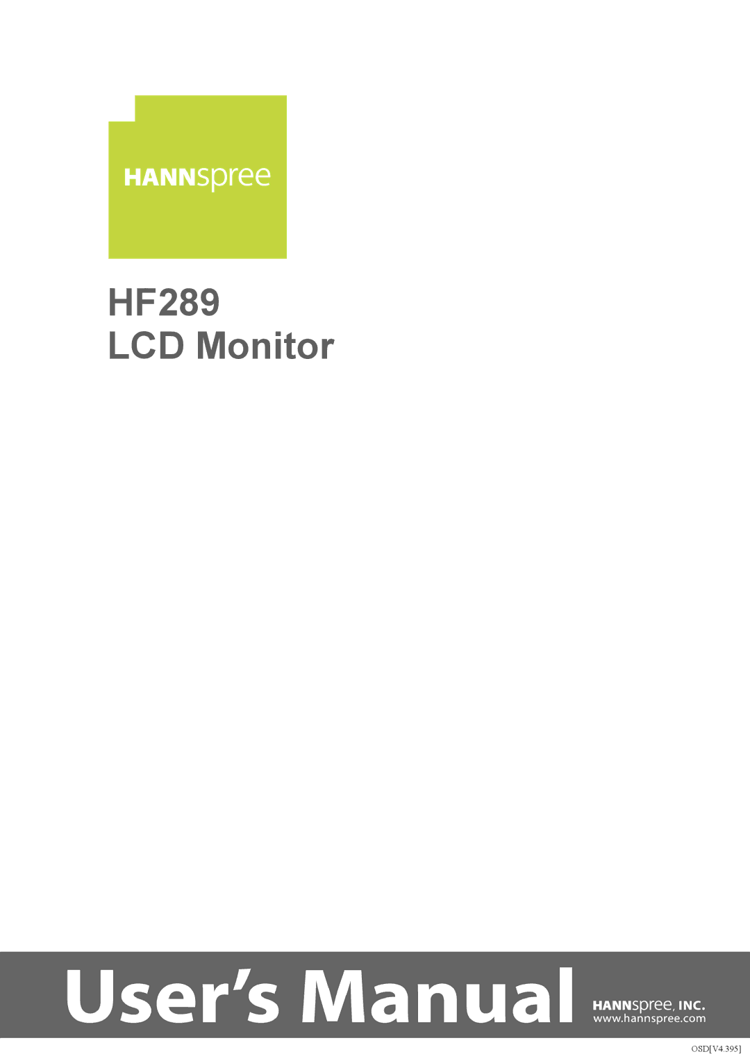 HANNspree manual HF289 LCD Monitor 