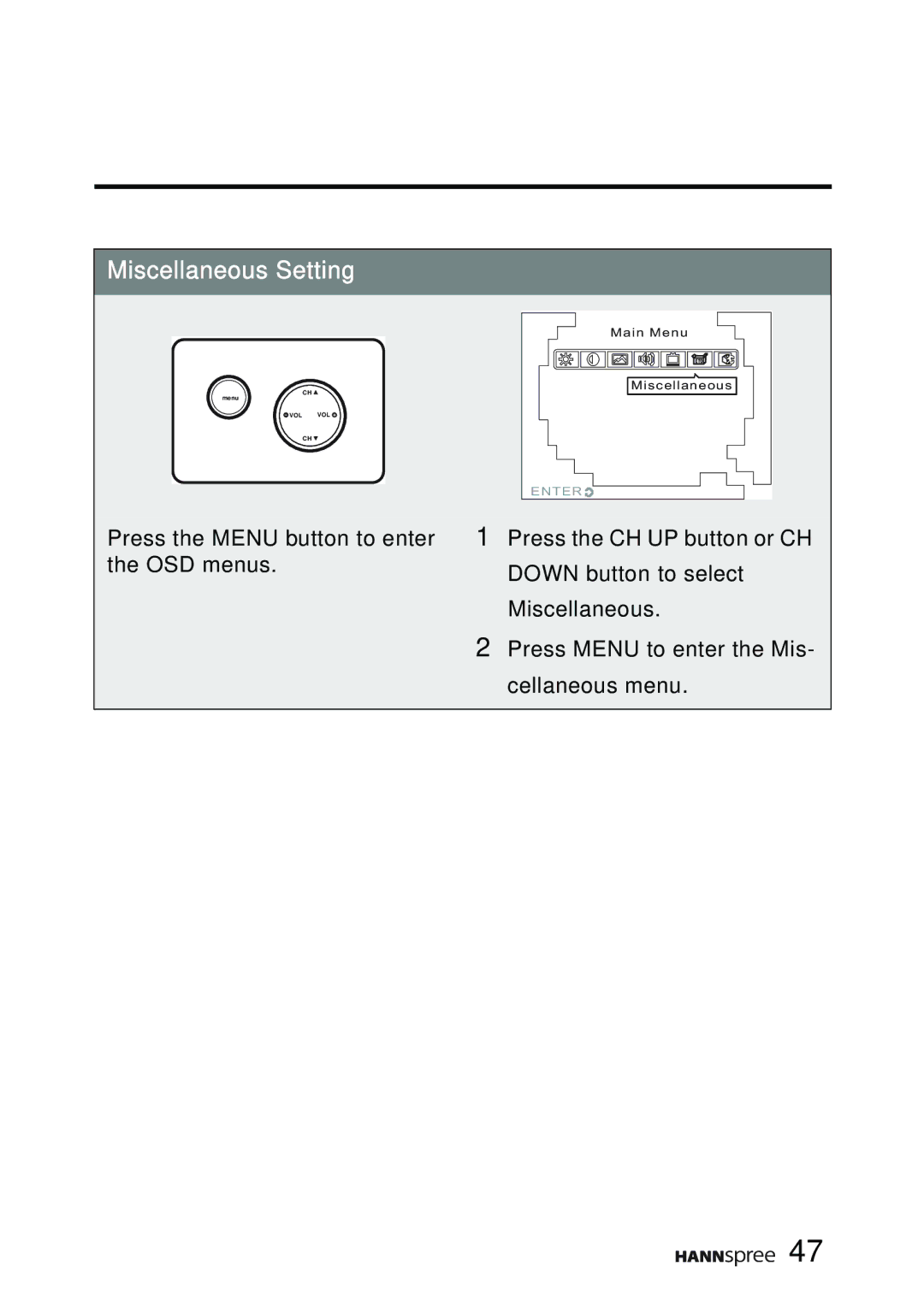 HANNspree K206-10A1 user manual Miscellaneous Setting 