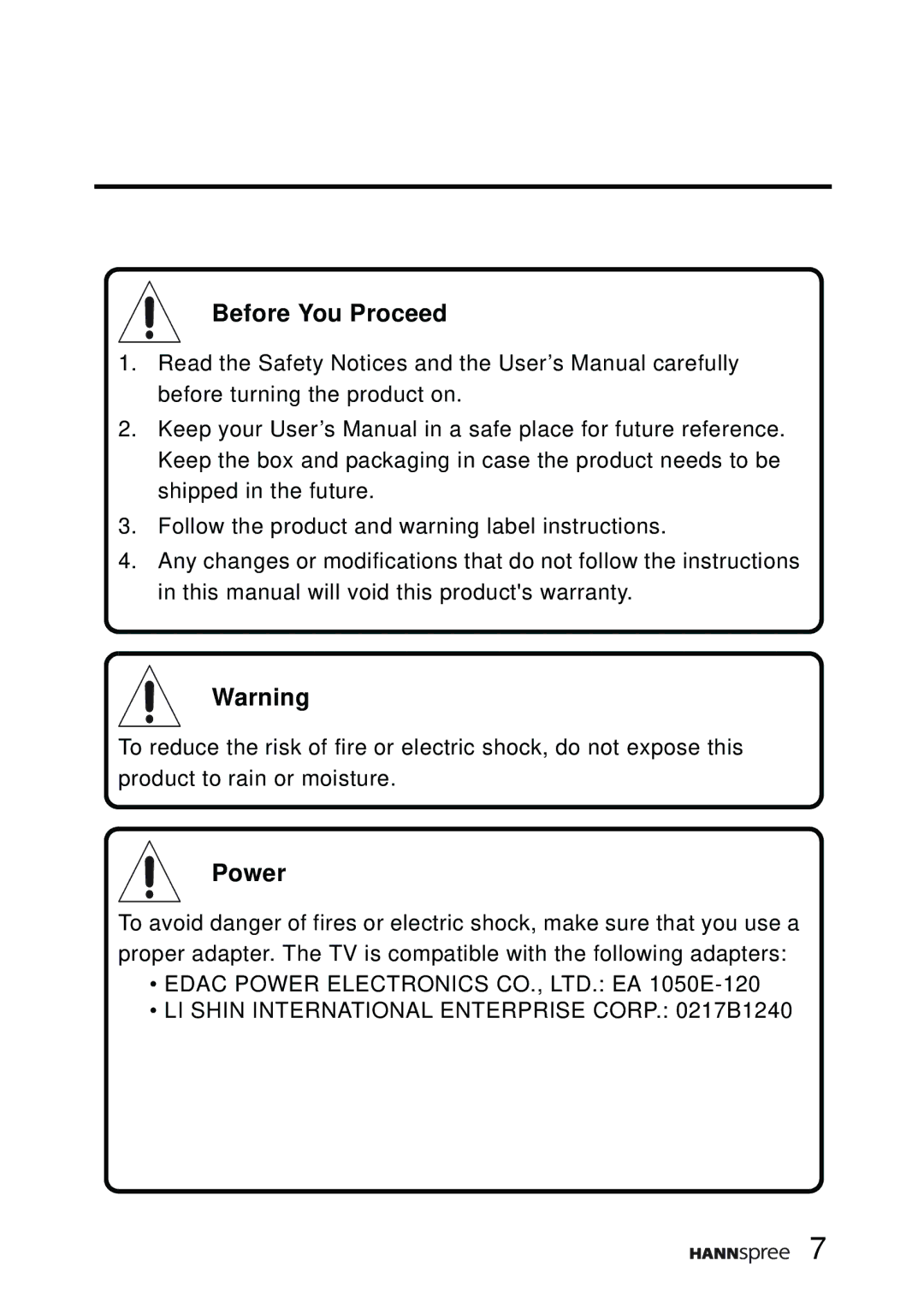 HANNspree K206-10A1 user manual Before You Proceed, Power 