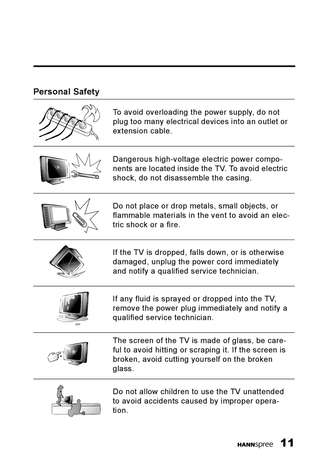 HANNspree K209-10A1 manual Personal Safety 