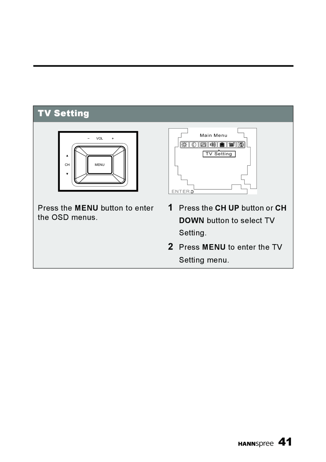 HANNspree K209-10A1 manual TV Setting 