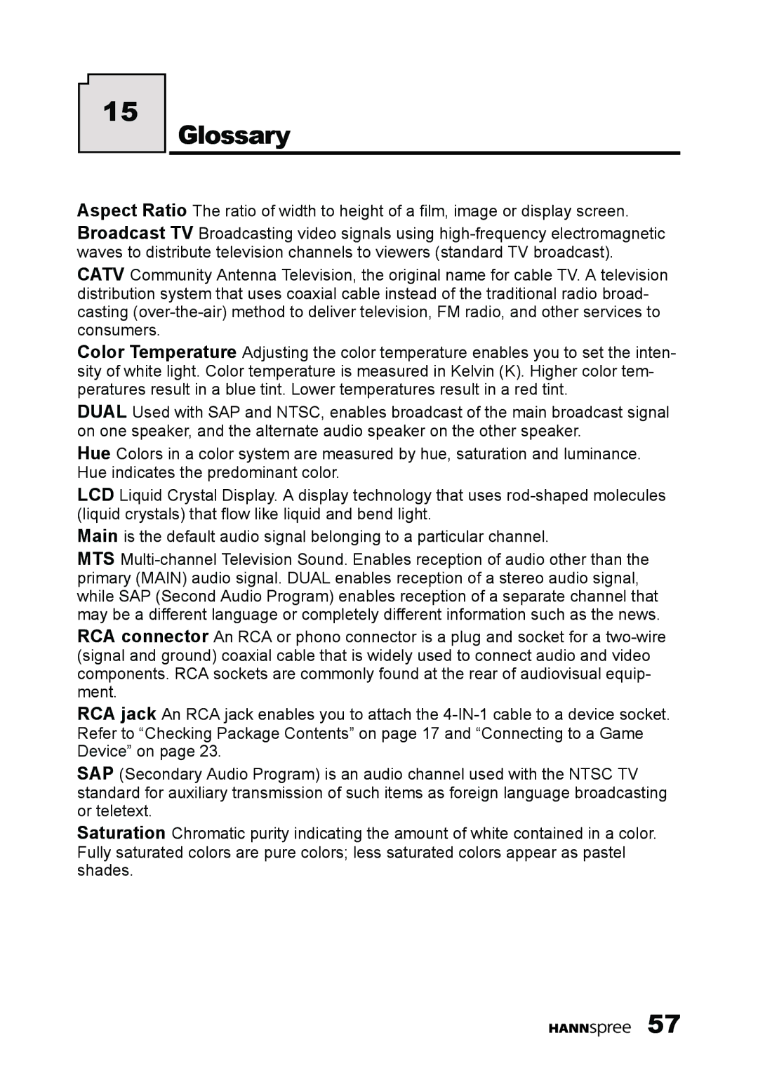 HANNspree K209-10A1 manual Glossary 