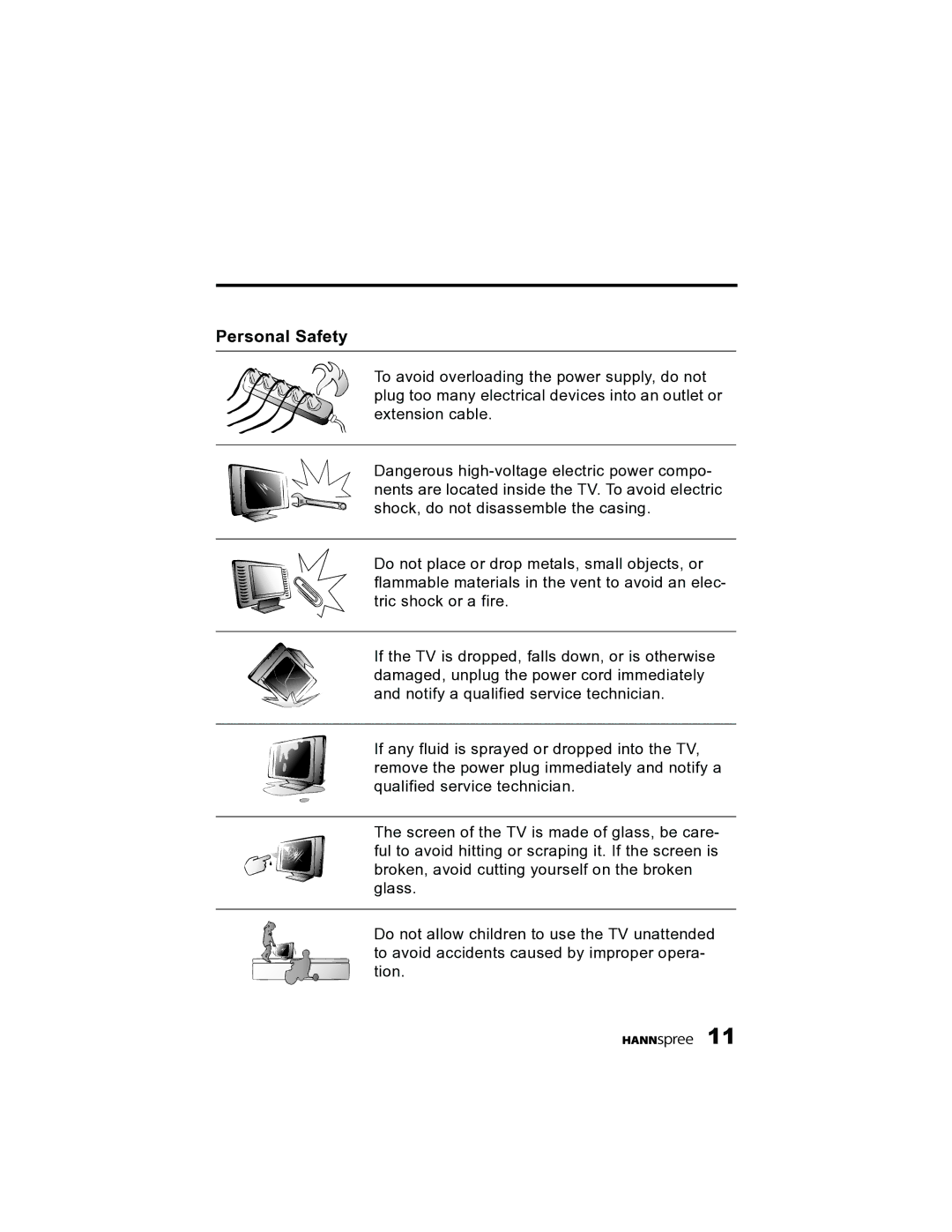 HANNspree K215-10A1 user manual Personal Safety 