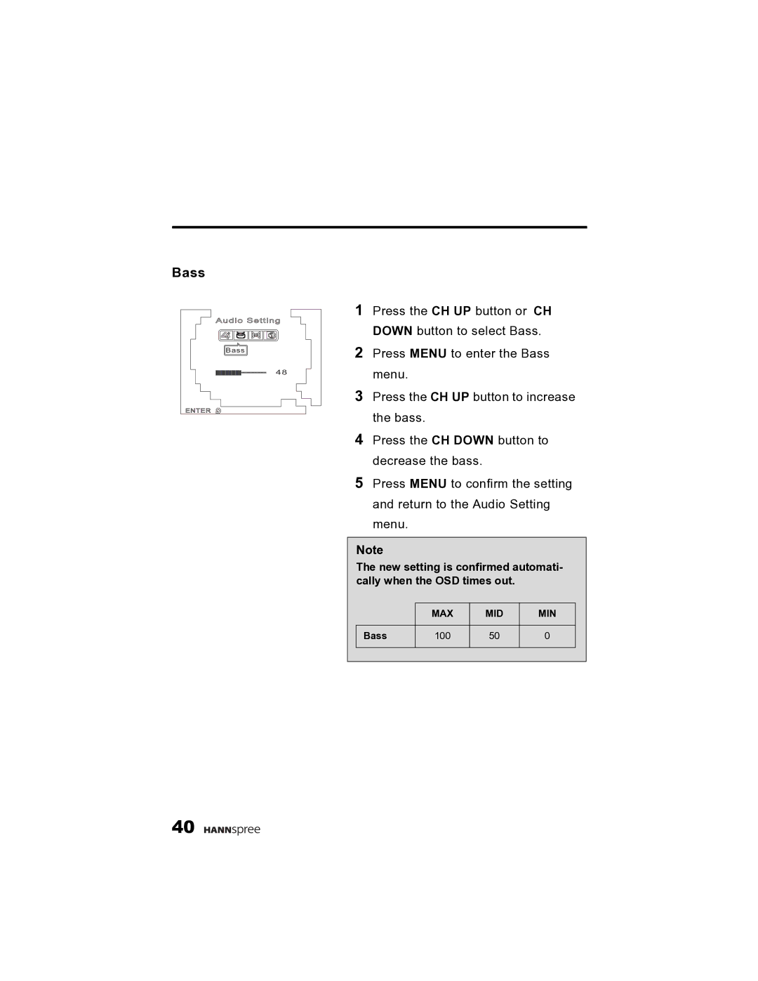 HANNspree K215-10A1 user manual Bass 