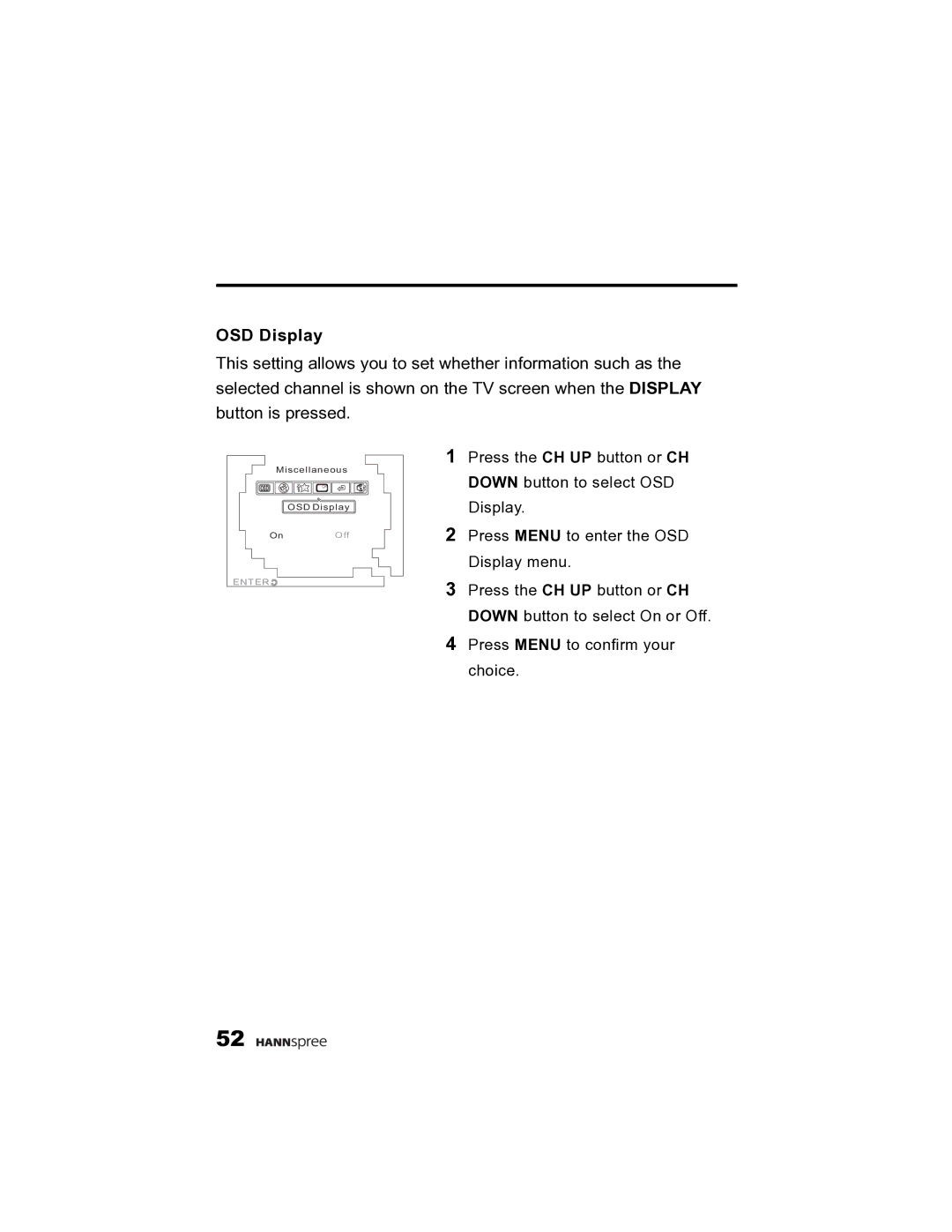 HANNspree K215-10A1 user manual OSD Display 