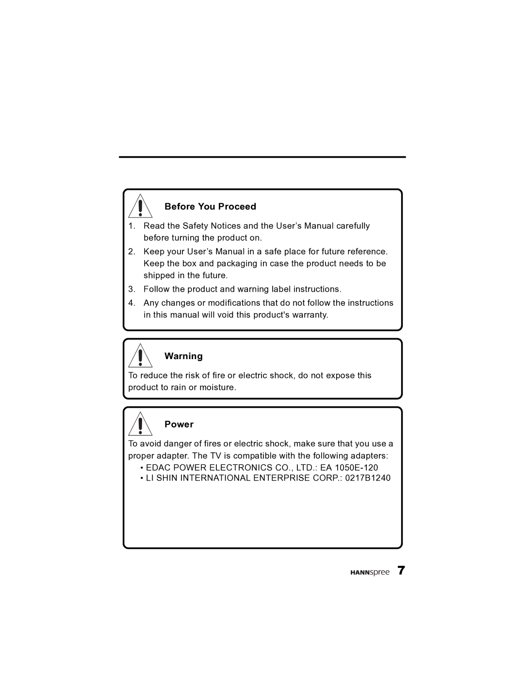 HANNspree K215-10A1 user manual Before You Proceed, Power 