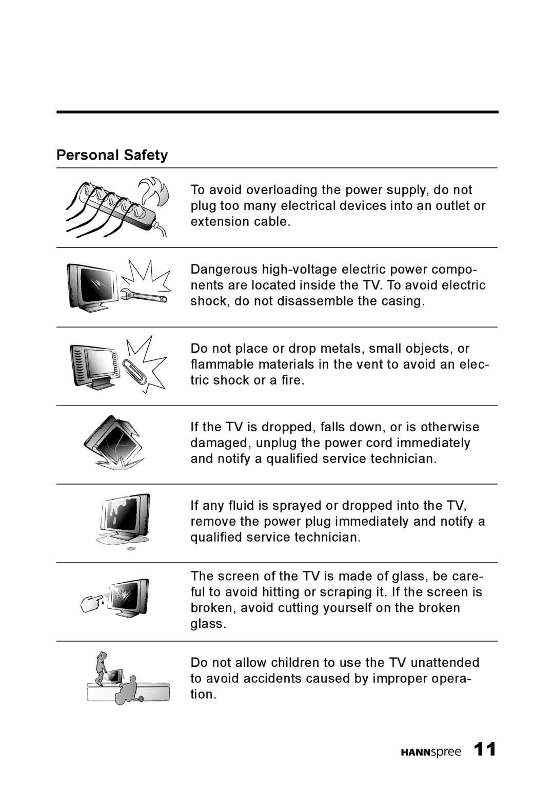 HANNspree K223-10A1 user manual Personal Safety 