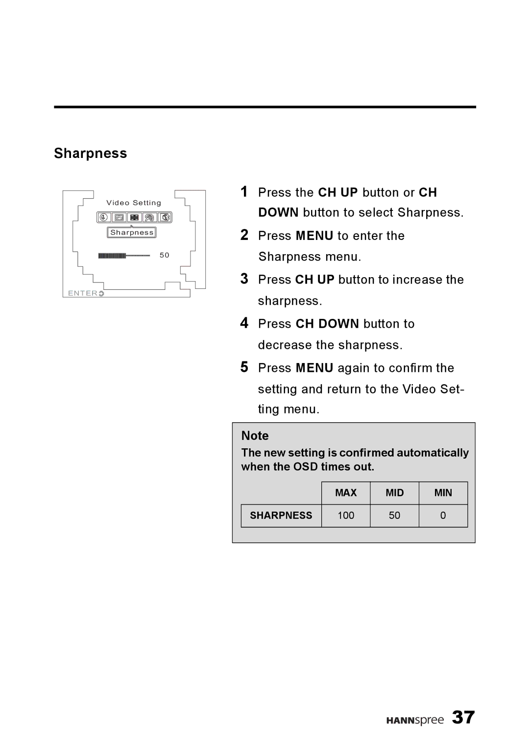 HANNspree K223-10A1 user manual Sharpness 