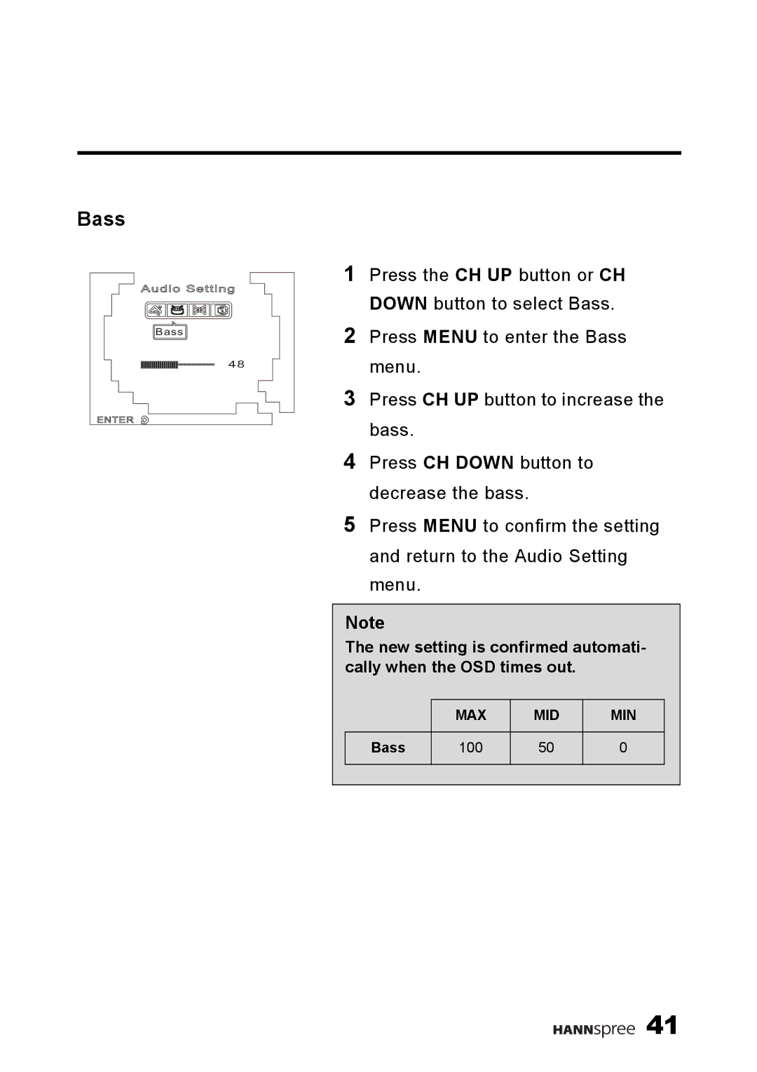 HANNspree K223-10A1 user manual Bass 