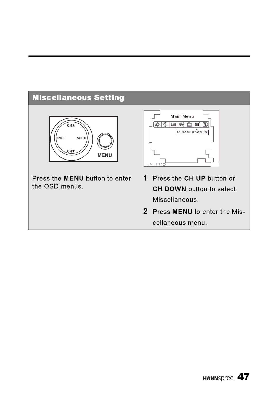 HANNspree K226-10A1 user manual Miscellaneous Setting 