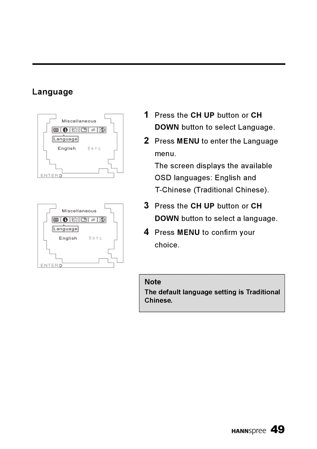 HANNspree K226-10A1 user manual Language 