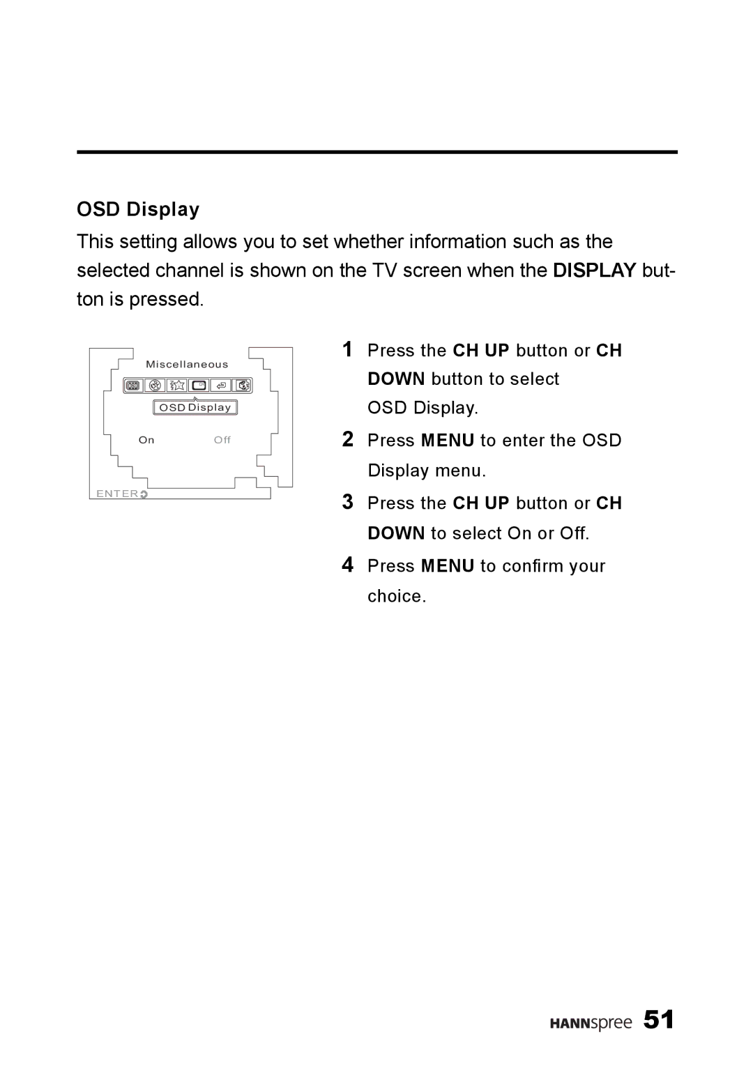 HANNspree K226-10A1 user manual OSD Display 