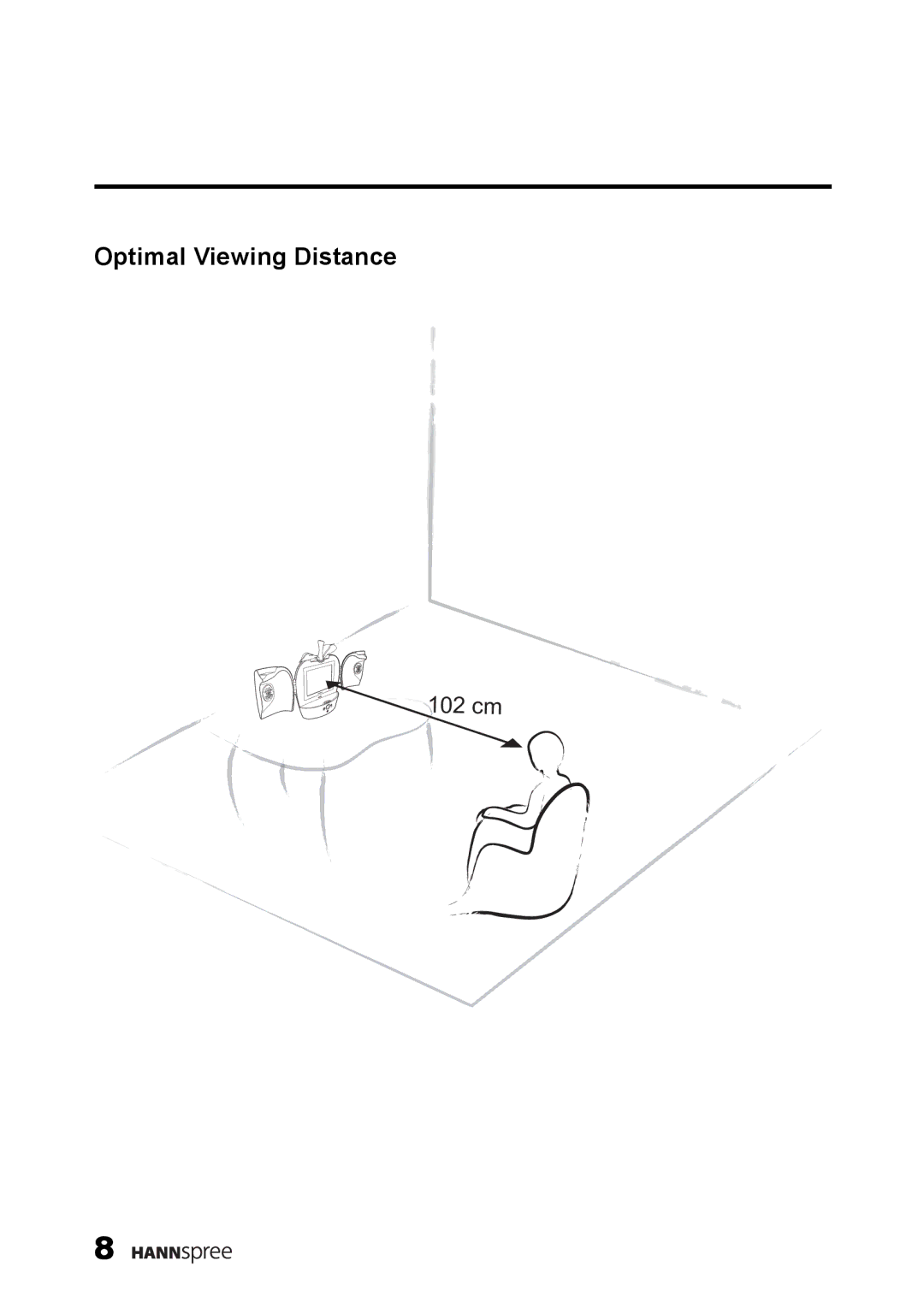 HANNspree K226-10A1 user manual Optimal Viewing Distance 