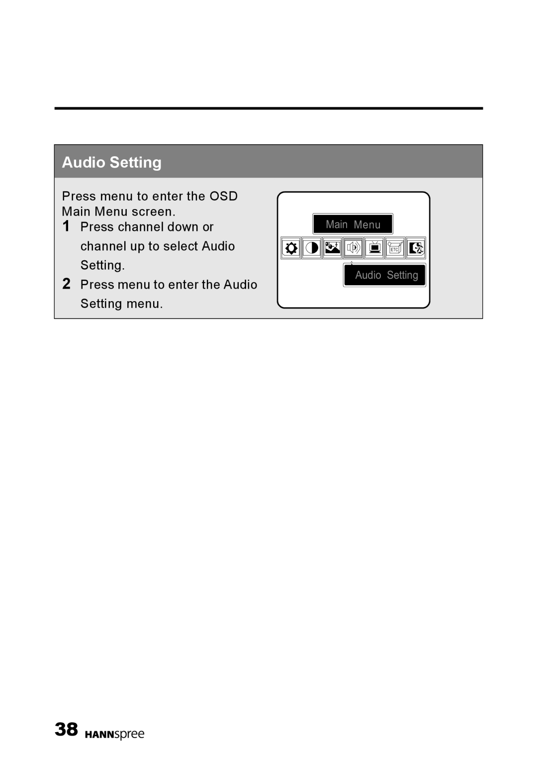 HANNspree Liquid Crystal Display Television user manual Audio Setting 