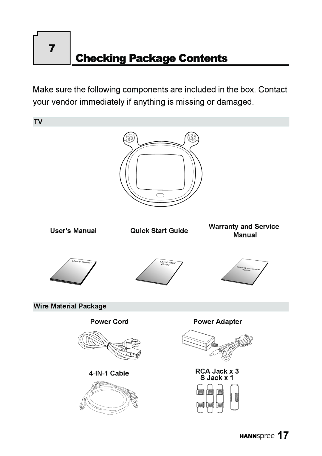 HANNspree LT01-10A1 user manual Checking Package Contents 