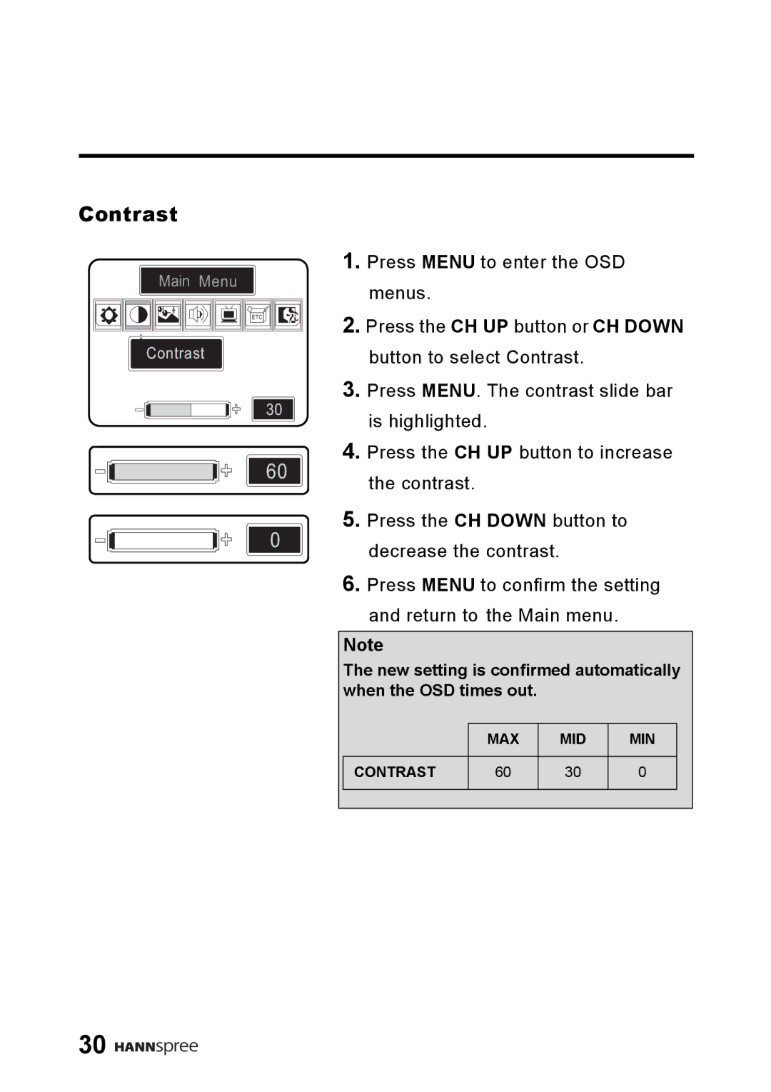 HANNspree LT01-10A1 user manual Contrast 