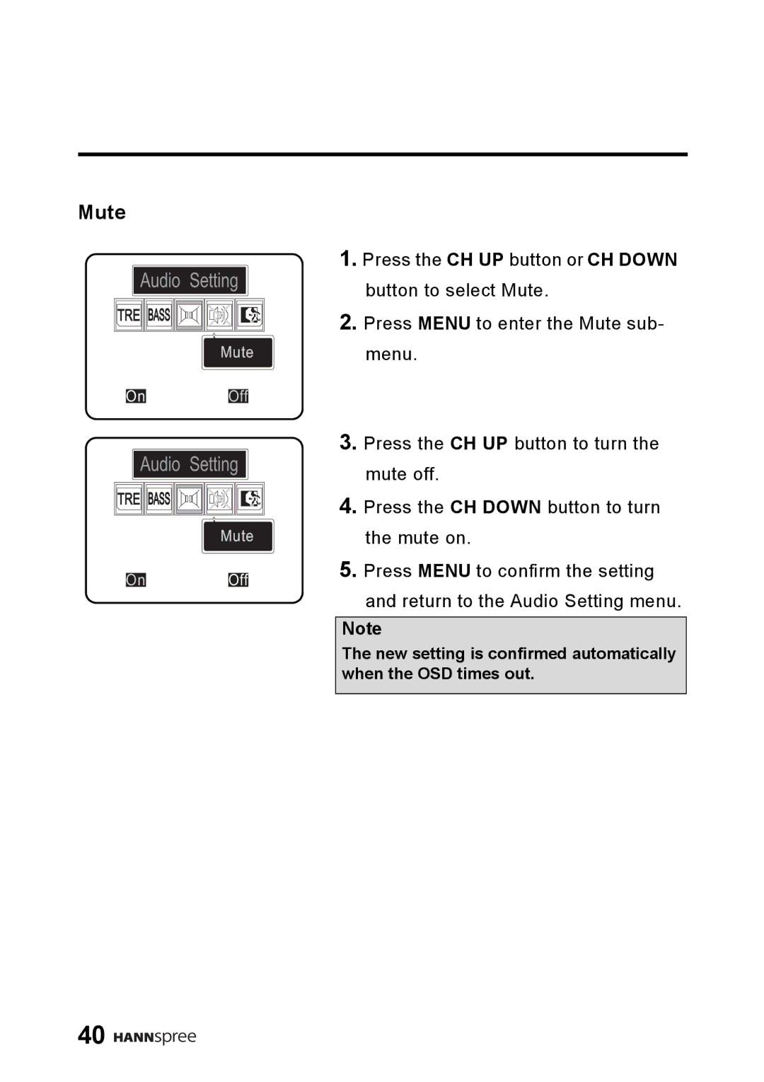 HANNspree LT01-10A1 user manual Mute 