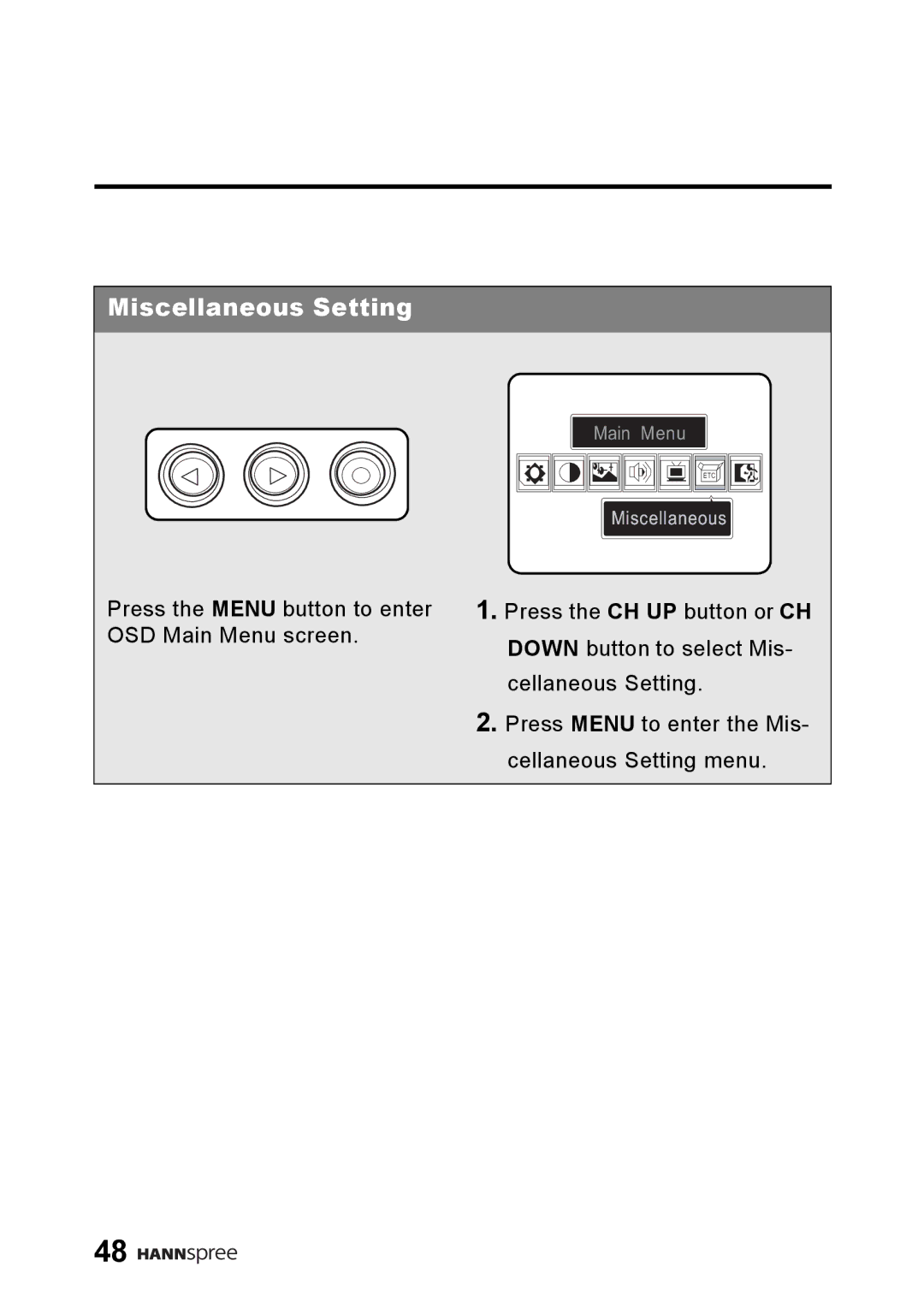 HANNspree LT01-10A1 user manual Miscellaneous Setting 