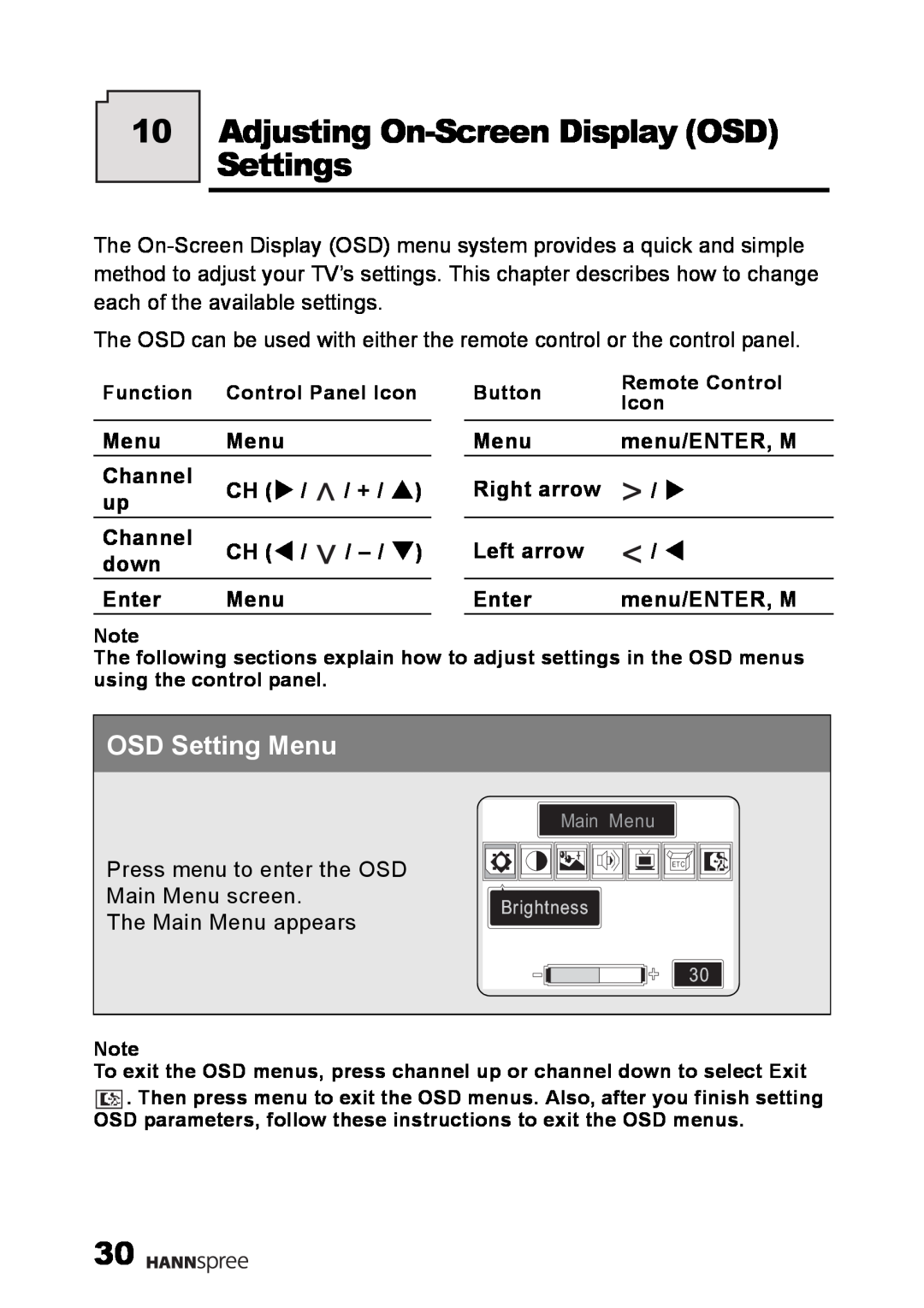 HANNspree LT02-12U1-000 user manual Adjusting On-Screen Display OSD Settings, OSD Setting Menu 