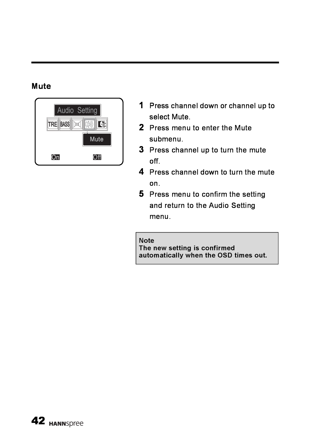 HANNspree LT02-12U1-000 user manual Mute, Audio, Setting 