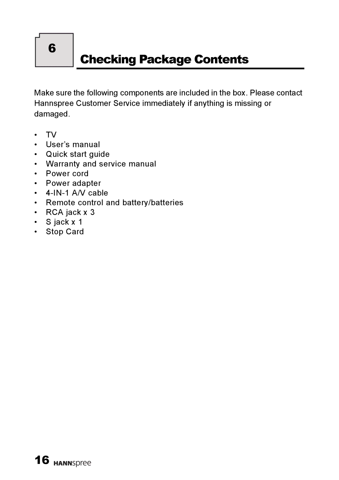 HANNspree LT09-10U1-000 user manual Checking Package Contents 