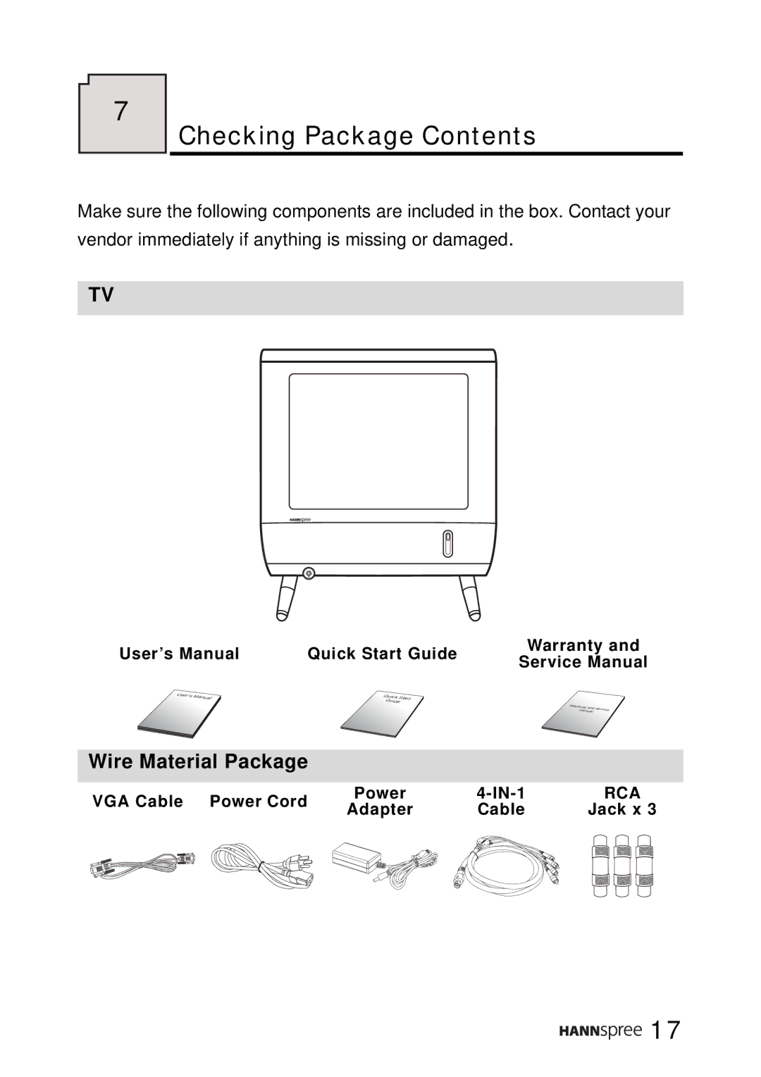 HANNspree LT0B-15A1 user manual Checking Package Contents 