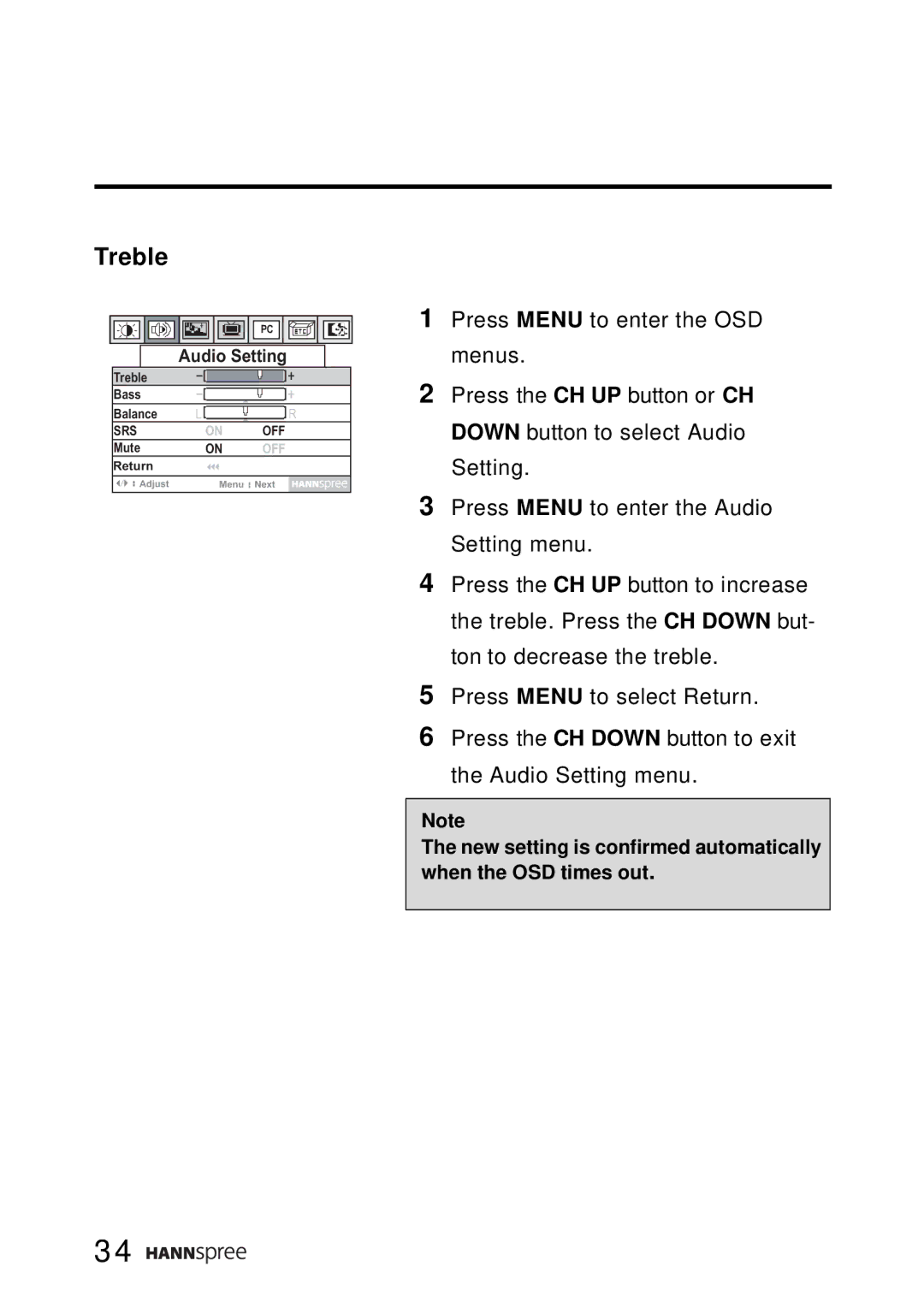 HANNspree LT0B-15A1 user manual Treble 