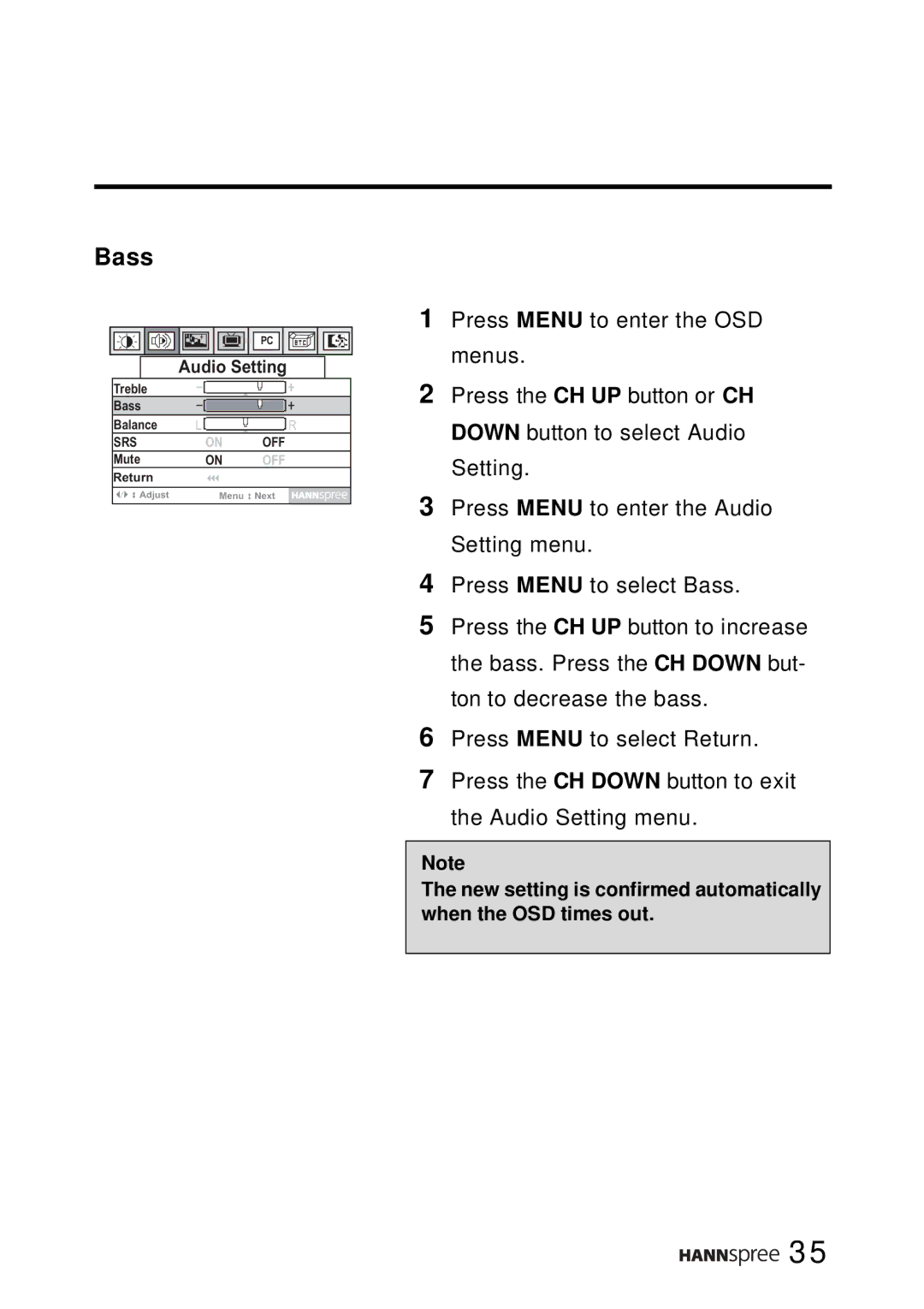 HANNspree LT0B-15A1 user manual Bass 