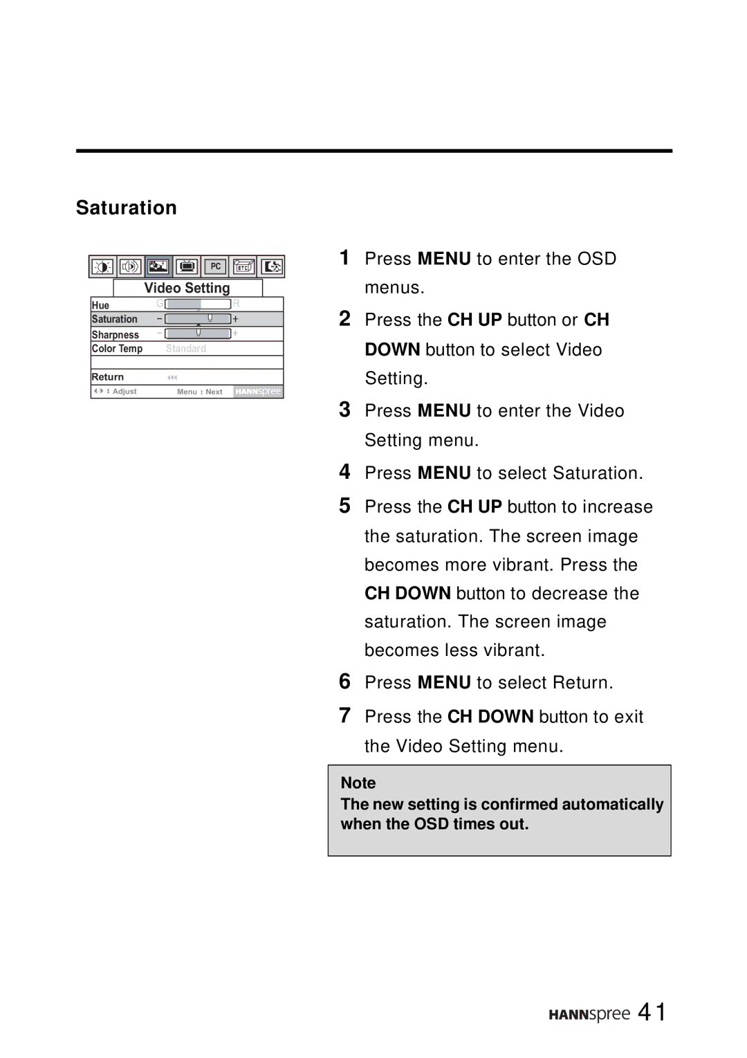 HANNspree LT0B-15A1 user manual Saturation 