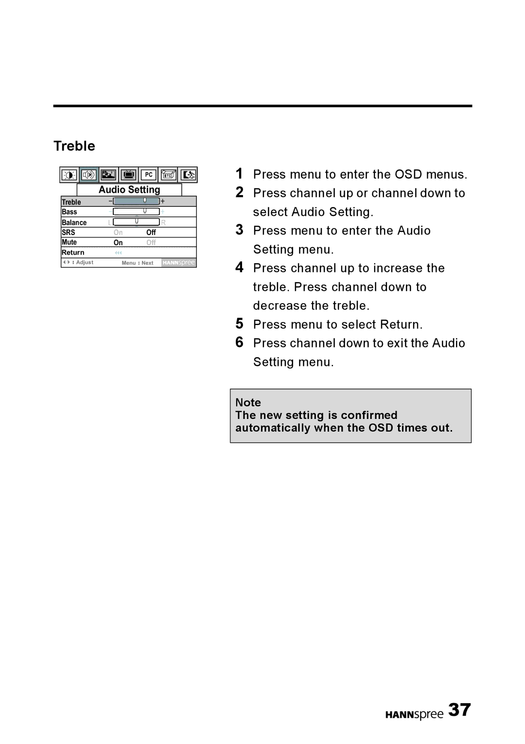 HANNspree LT0B-15U1-000 user manual Treble 