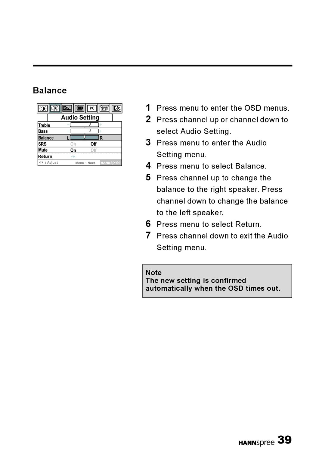 HANNspree LT0B-15U1-000 user manual Balance 