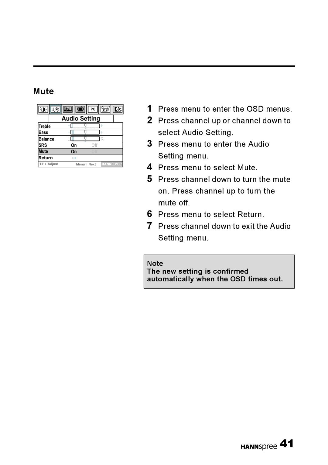 HANNspree LT0B-15U1-000 user manual Mute 