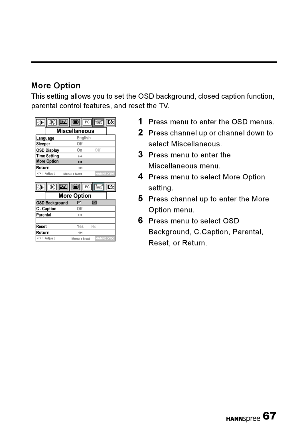 HANNspree LT0B-15U1-000 user manual More Option 