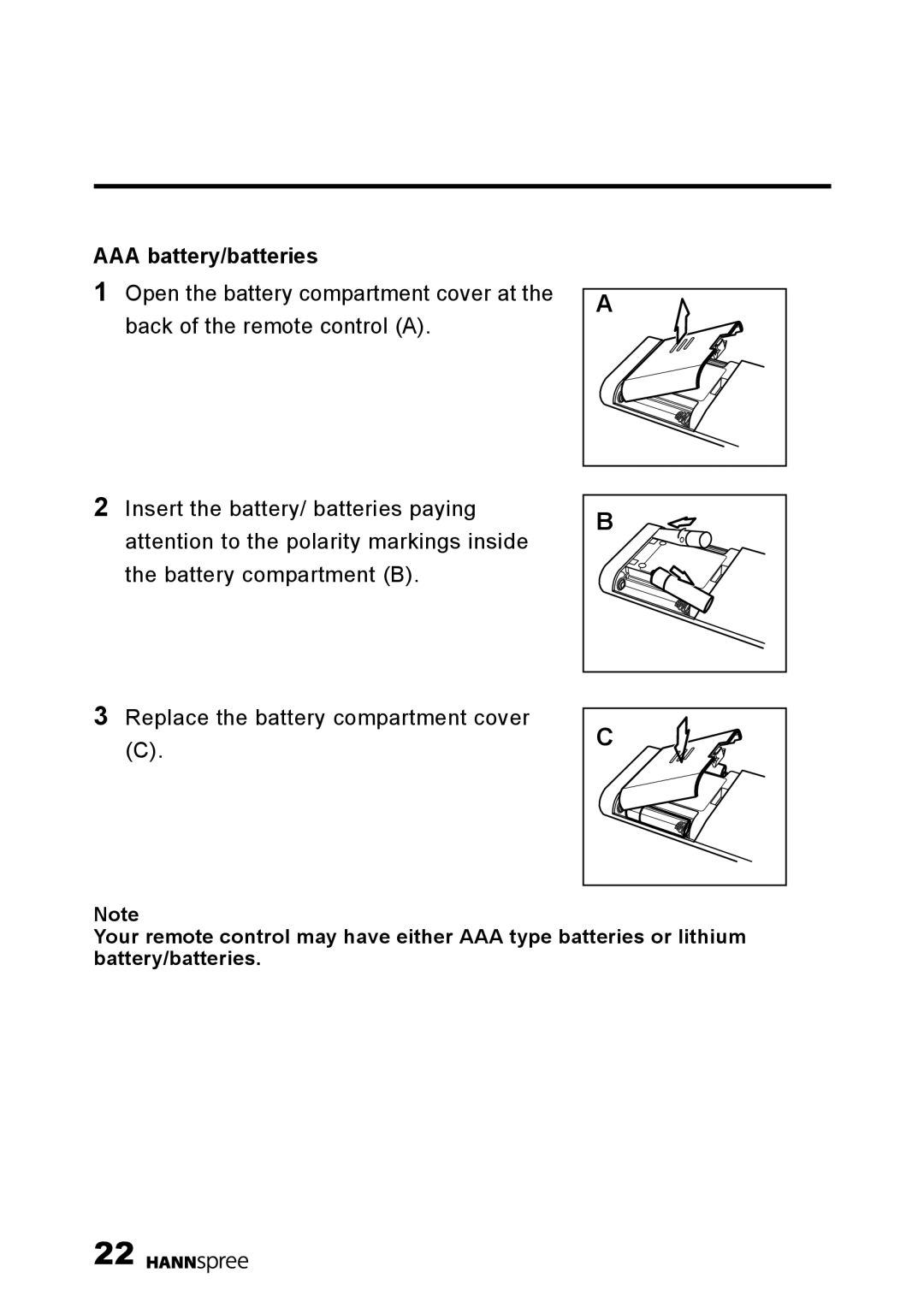 HANNspree LT0G-15U1-000 user manual AAA battery/batteries 