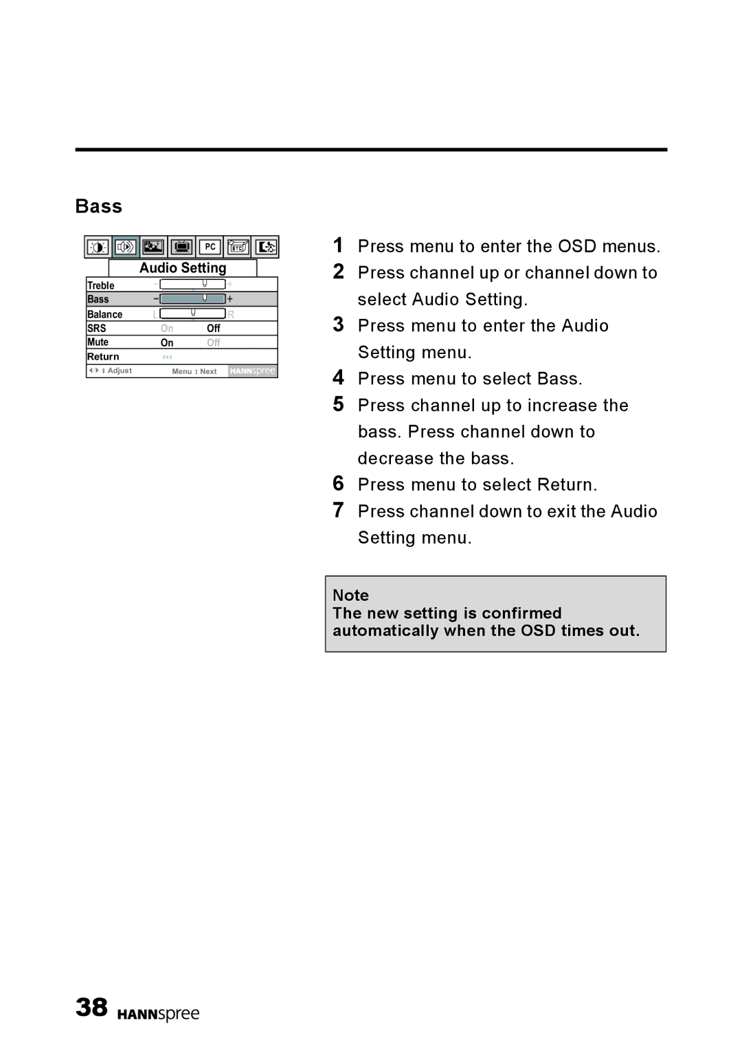 HANNspree LT0G-15U1-000 user manual Bass 