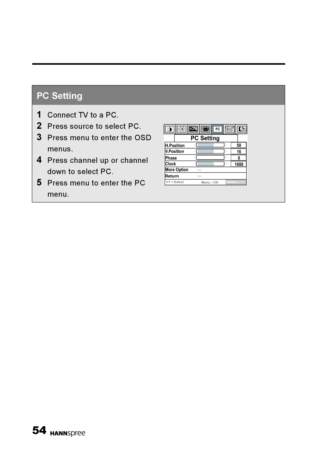 HANNspree LT0G-15U1-000 user manual PC Setting 