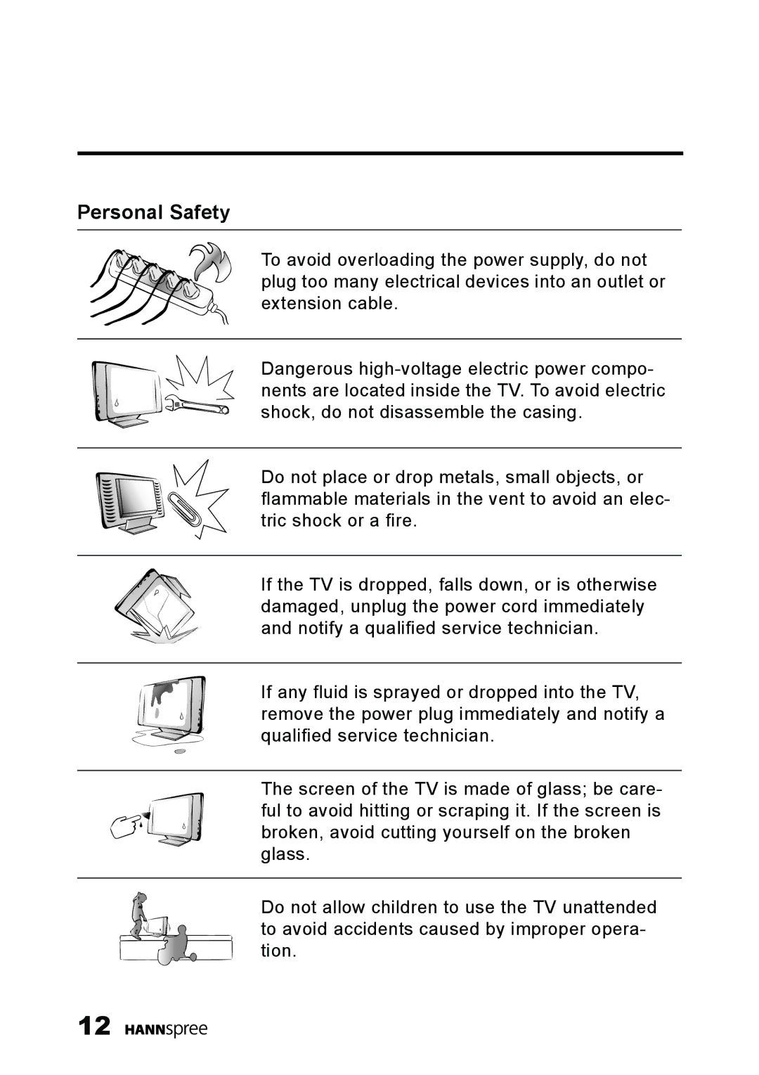 HANNspree LT11-23A1 user manual Personal Safety 