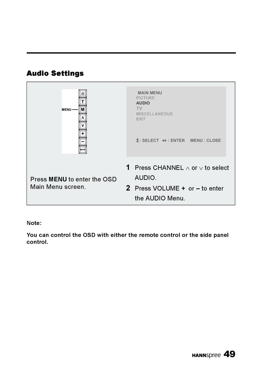 HANNspree LT11-23A1 user manual Audio Settings 