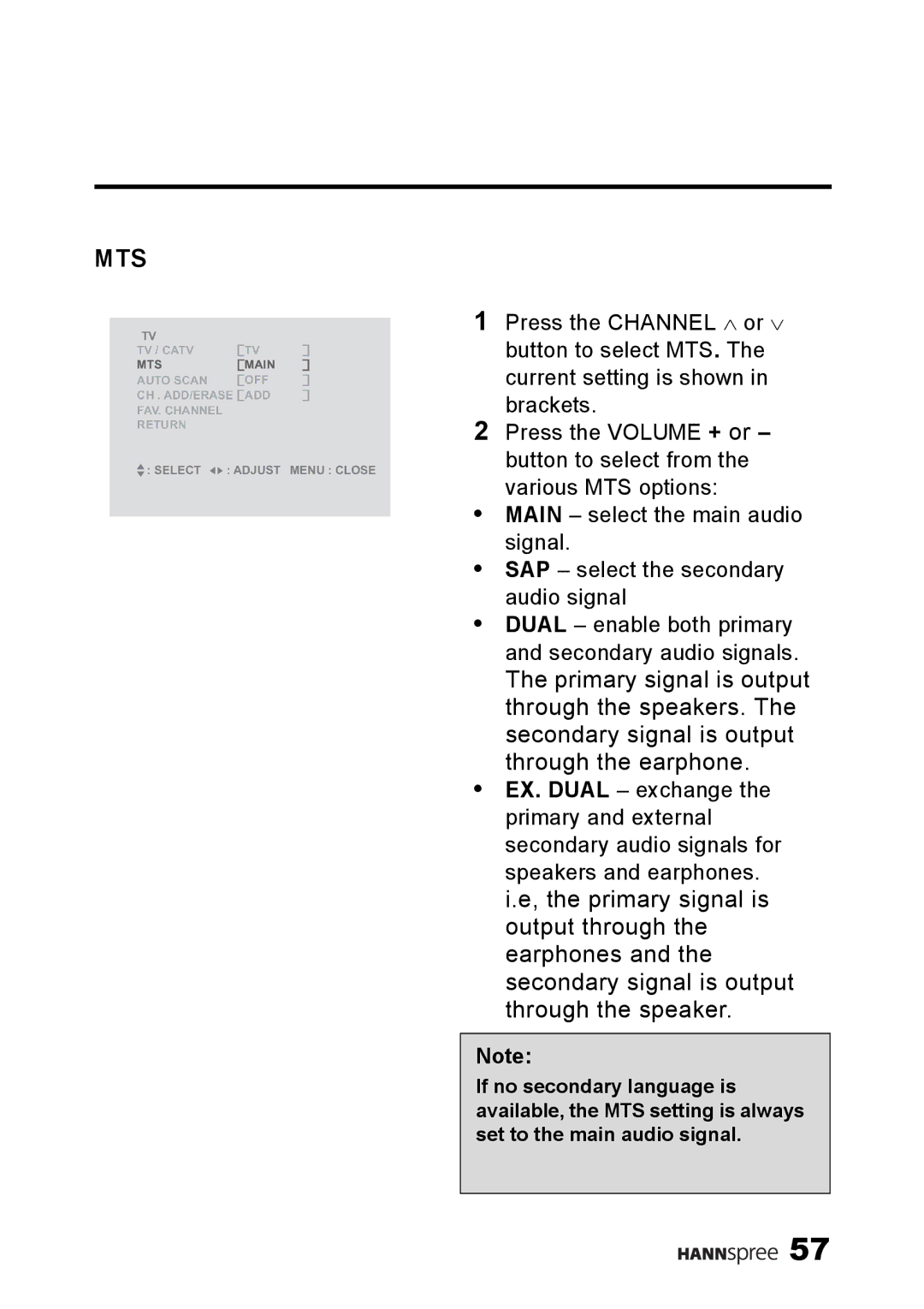 HANNspree LT11-23A1 user manual Mts 