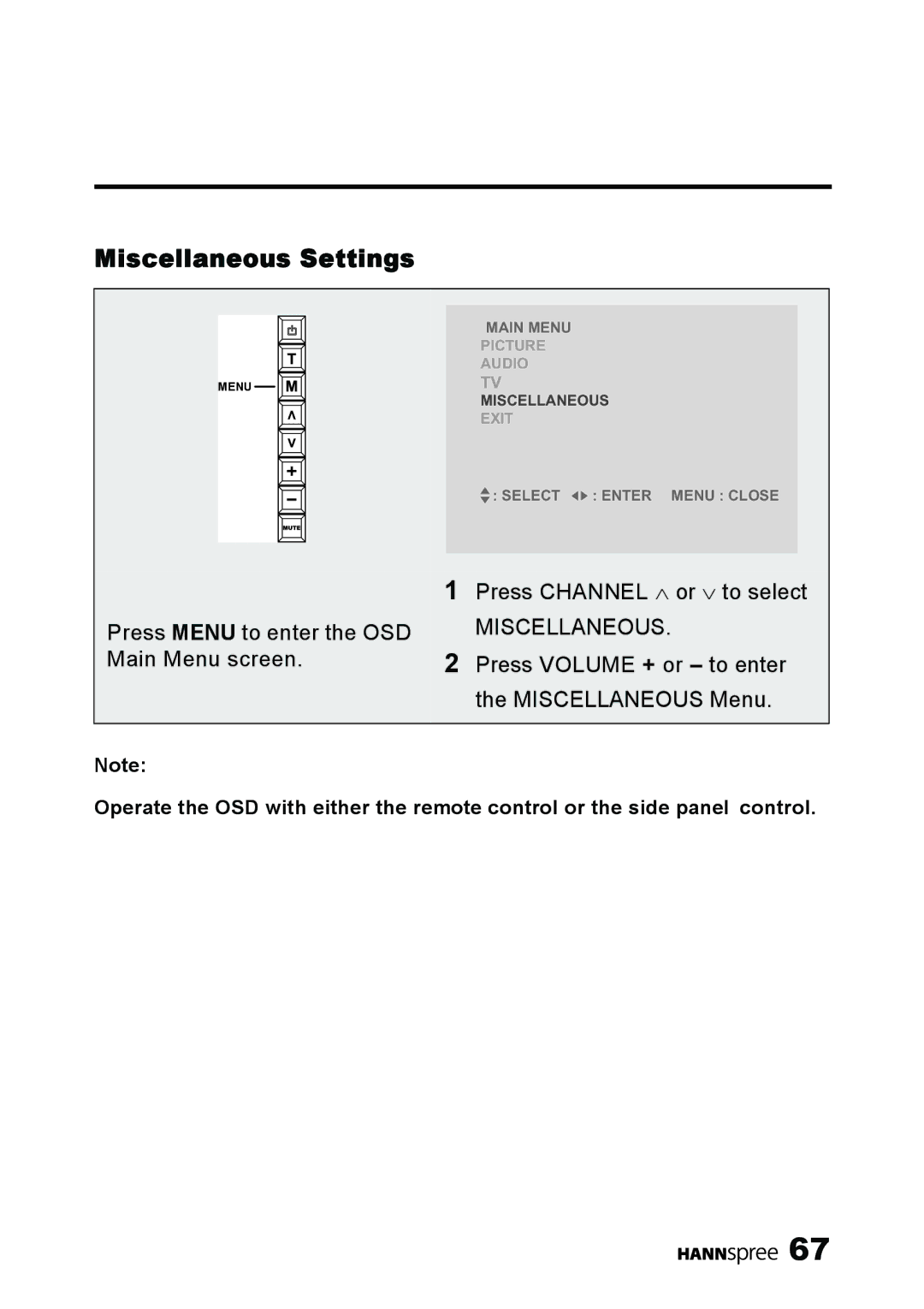 HANNspree LT11-23A1 user manual Miscellaneous Settings 