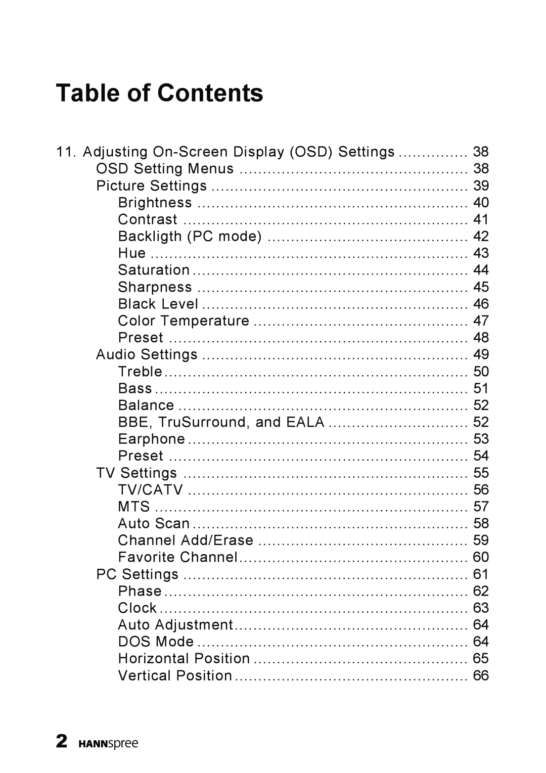 HANNspree LT11-23A1 user manual Table of Contents 
