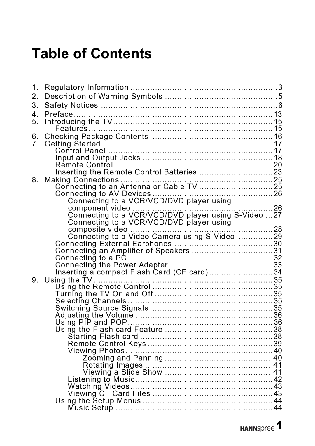 HANNspree LT12-23U1-000 user manual Table of Contents 