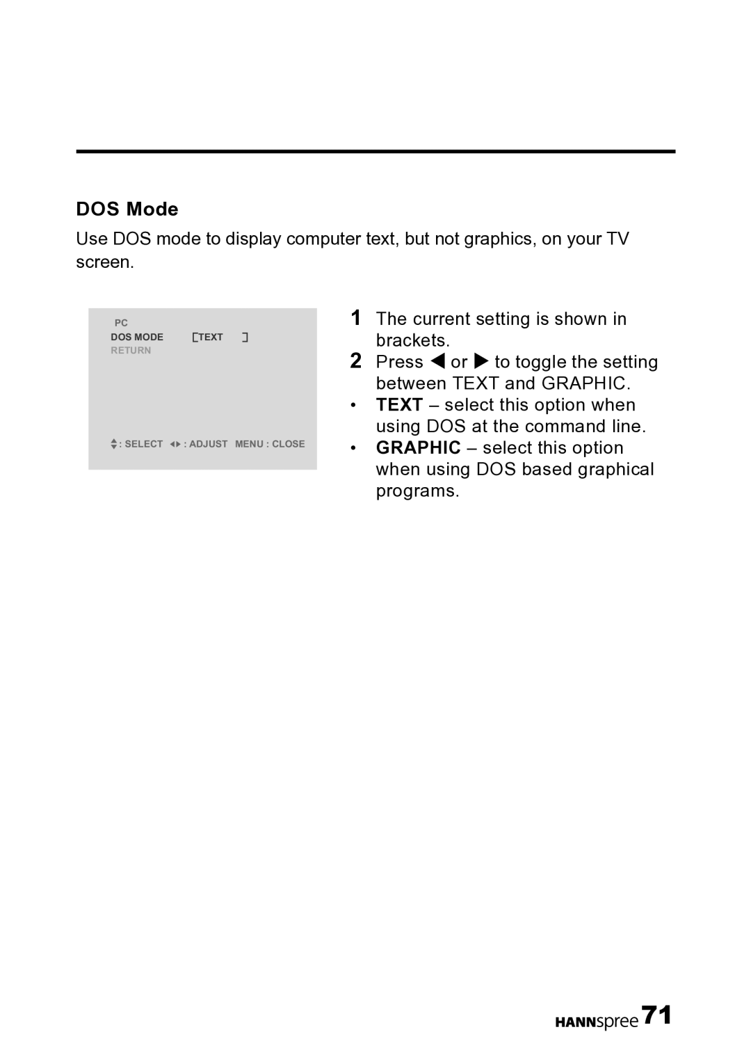 HANNspree LT12-23U1-000 user manual DOS Mode 