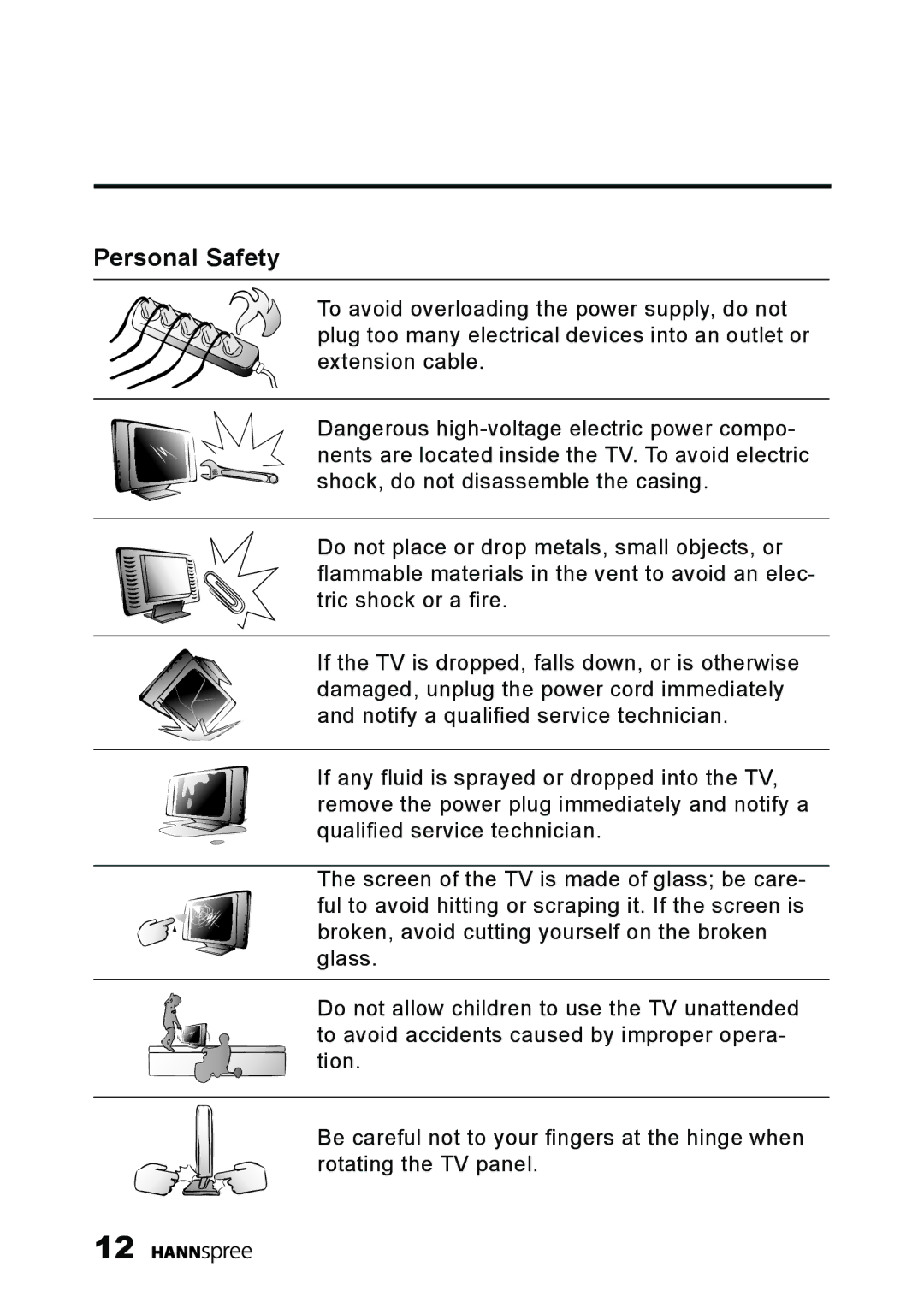 HANNspree LT13-23A1 user manual Personal Safety 