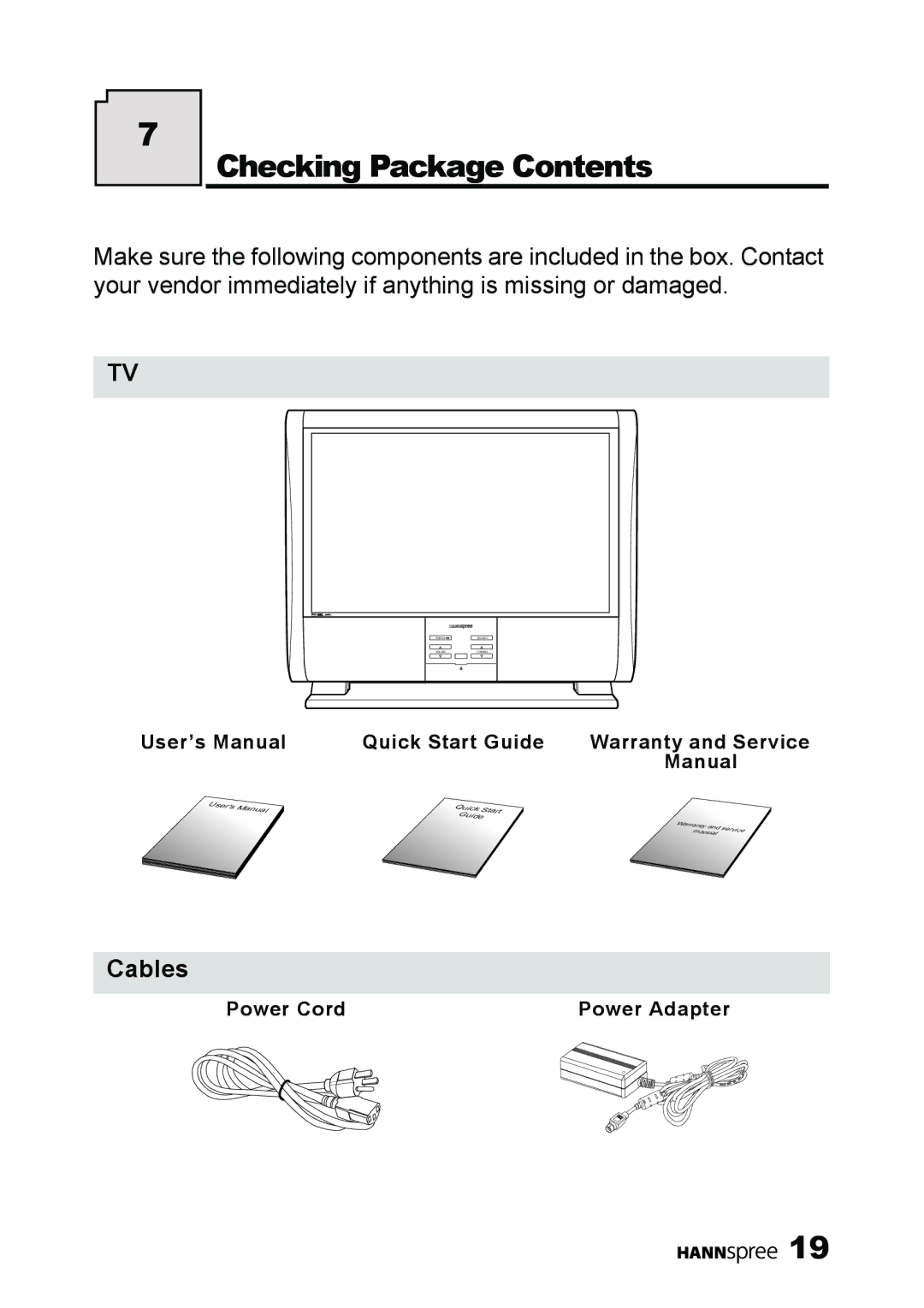 HANNspree LT13-23A1 user manual Checking Package Contents 