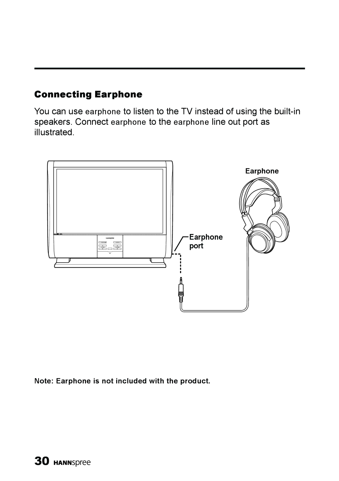 HANNspree LT13-23A1 user manual Connecting Earphone 