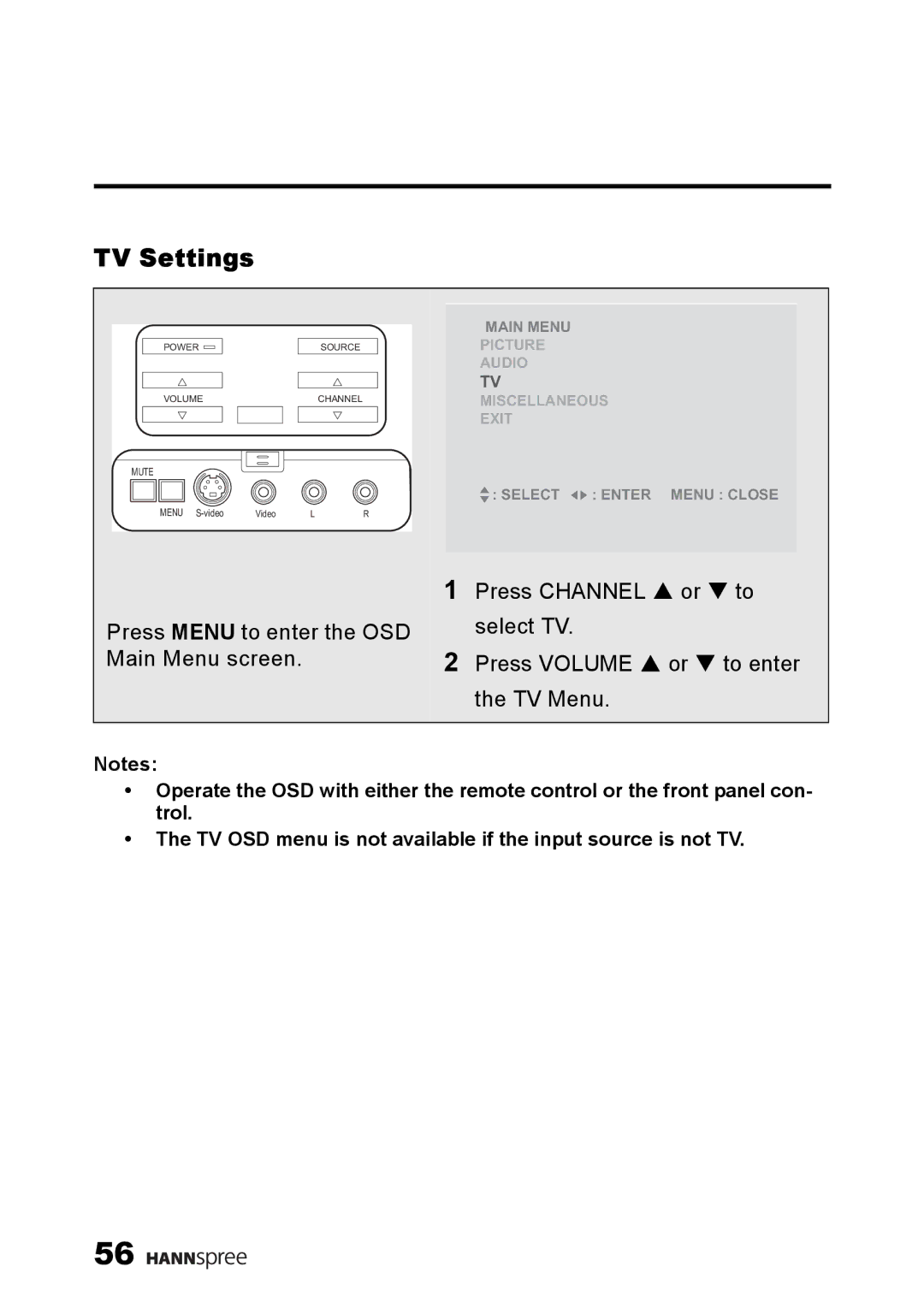 HANNspree LT13-23A1 user manual TV Settings 